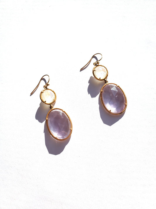Irene Neuwirth Amethyst Rainbow Moonstone Drop Earrings