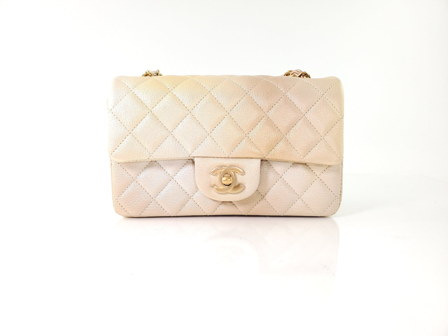 New Chanel Classic 2022 Rectangular Mini Gold Ombre Flap Bag