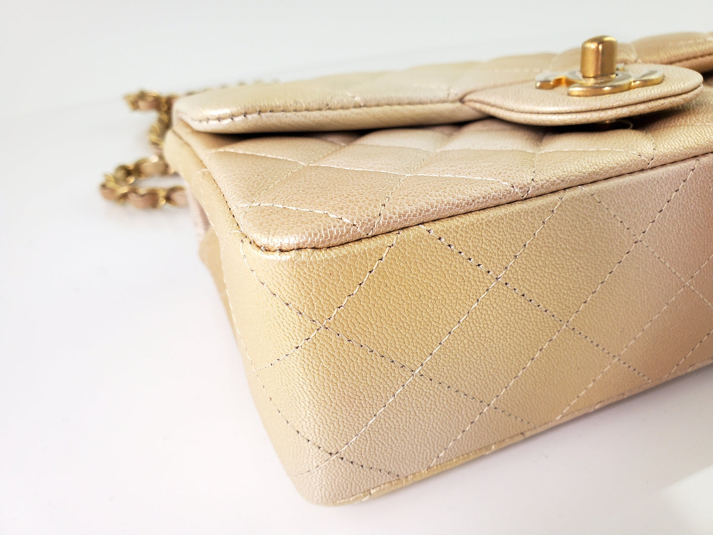 New Chanel Classic 2022 Rectangular Mini Gold Ombre Flap Bag