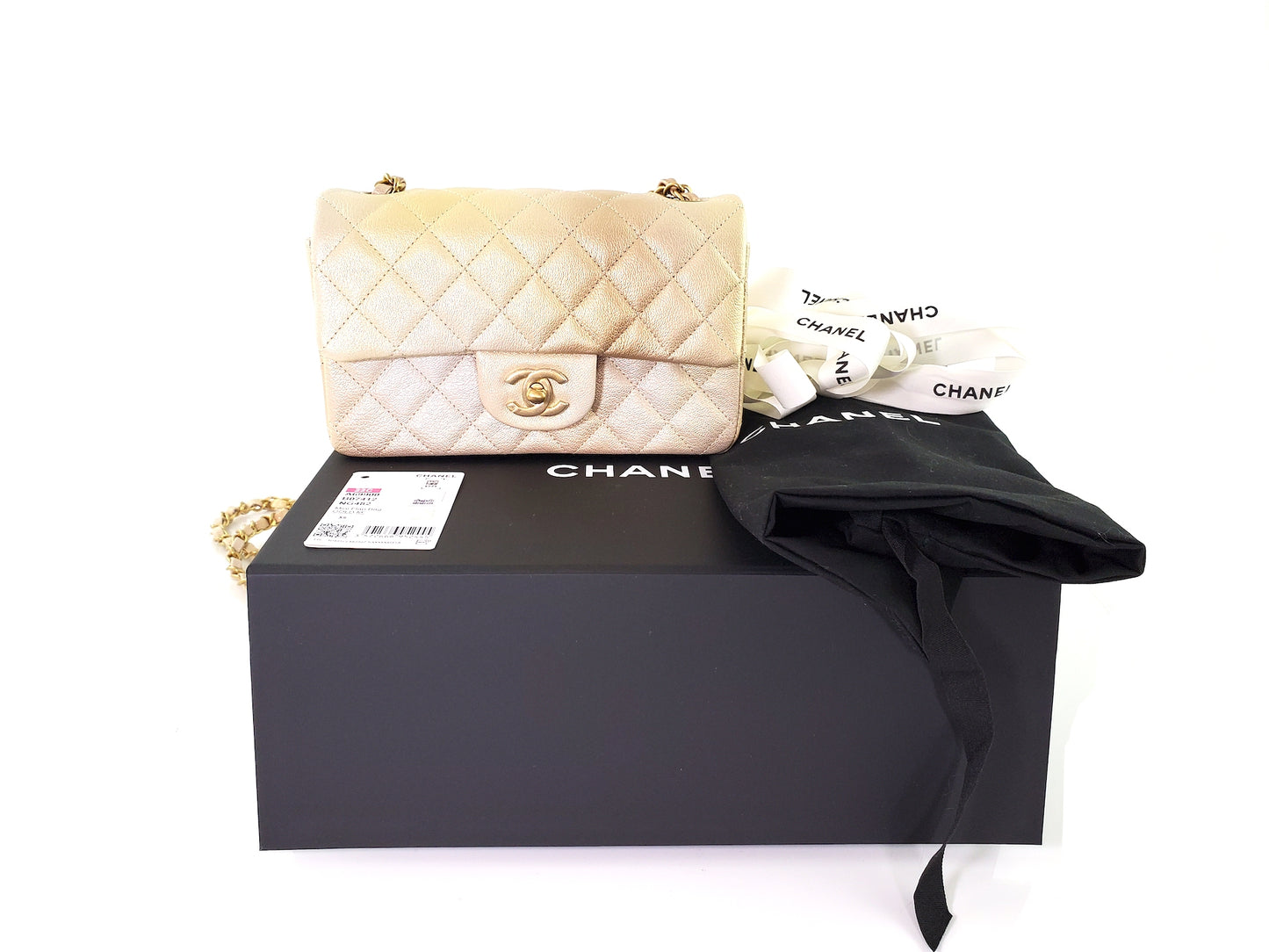 New Chanel Classic 2022 Rectangular Mini Gold Ombre Flap Bag