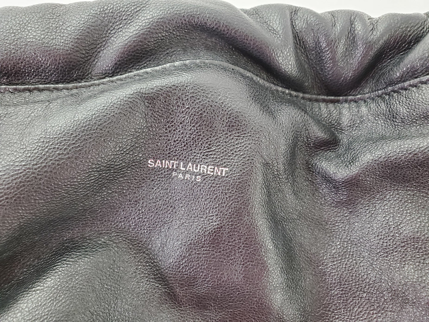 Saint Laurent Teddy Bucket Shopping Canvas Leather Tote