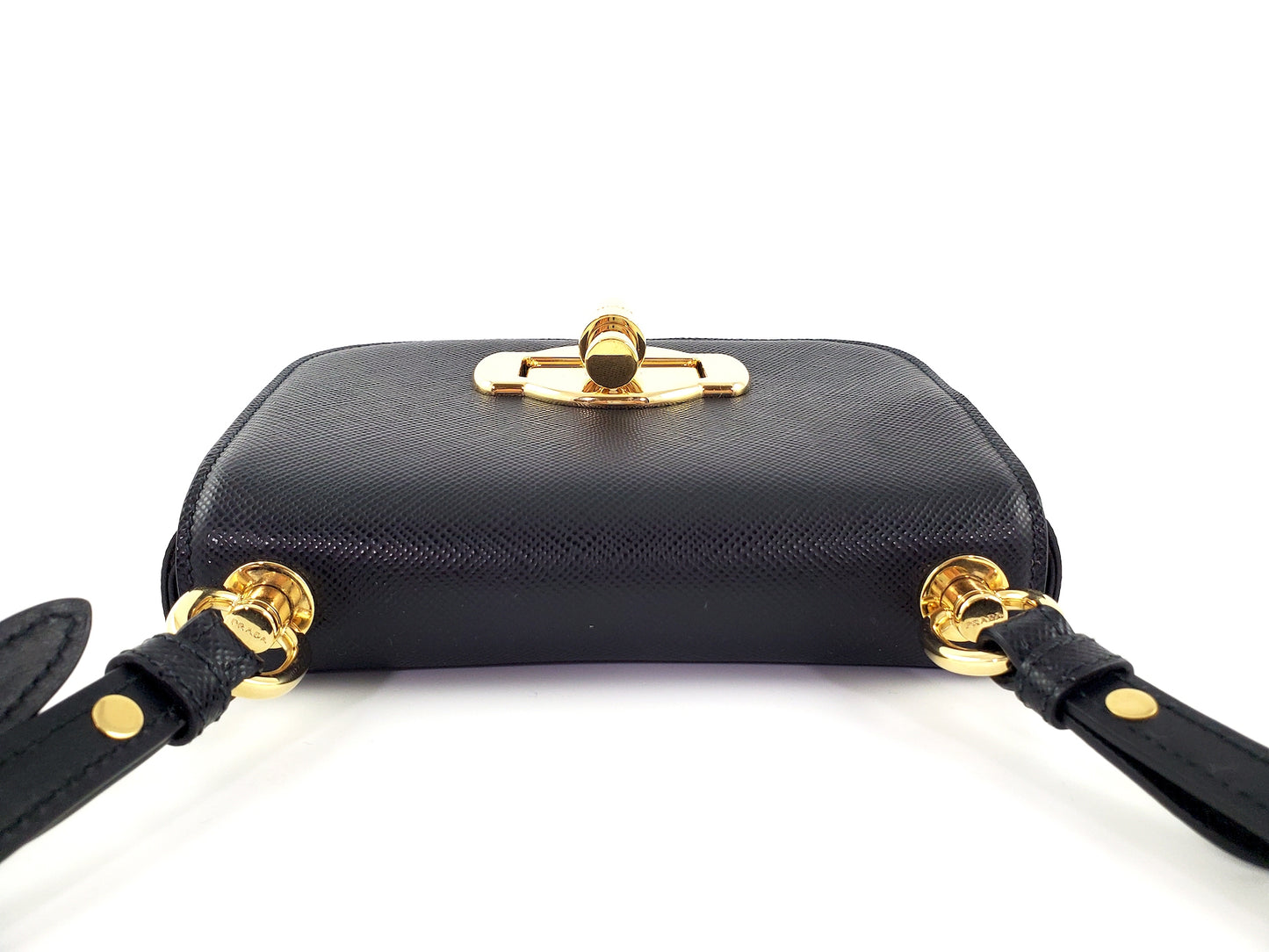 Prada Black 2020 City Saffiano Turn Lock Crossbody Bag