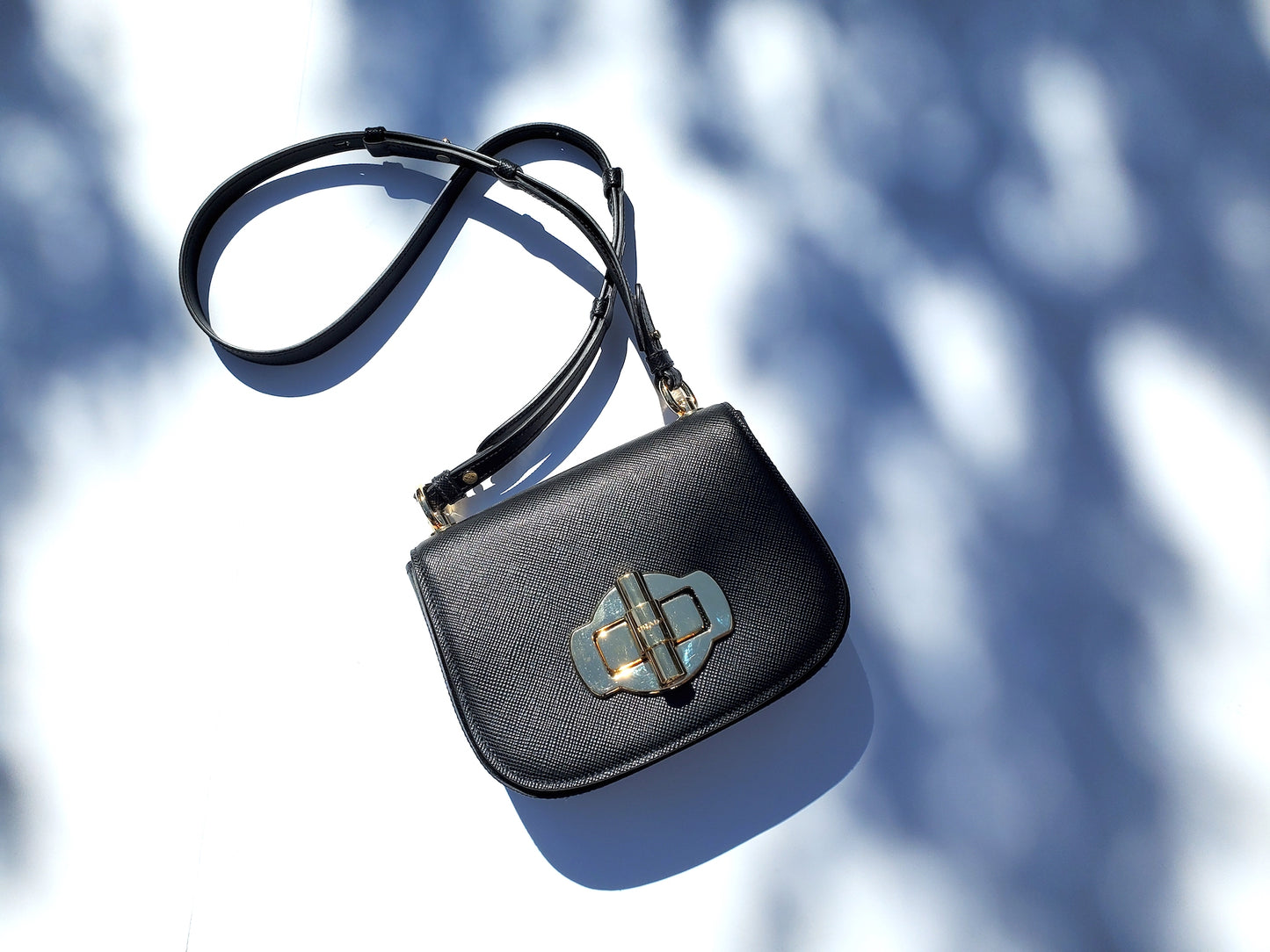 Prada Black 2020 City Saffiano Turn Lock Crossbody Bag