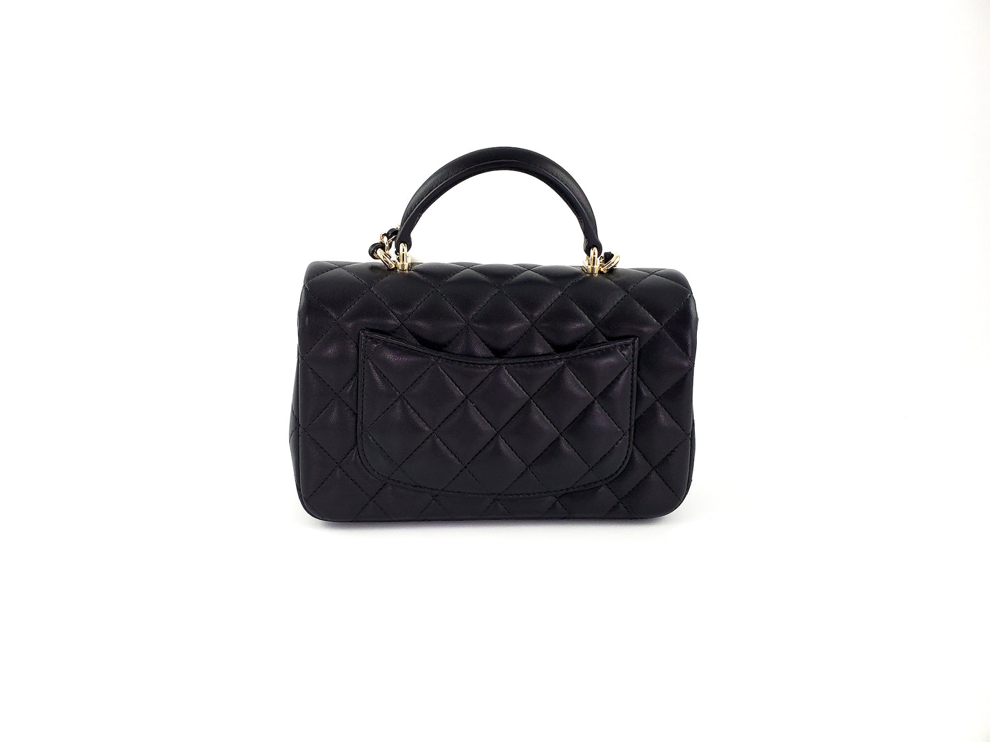 CHANEL 22P Top Handle Black Rectangular Mini Flap Bag