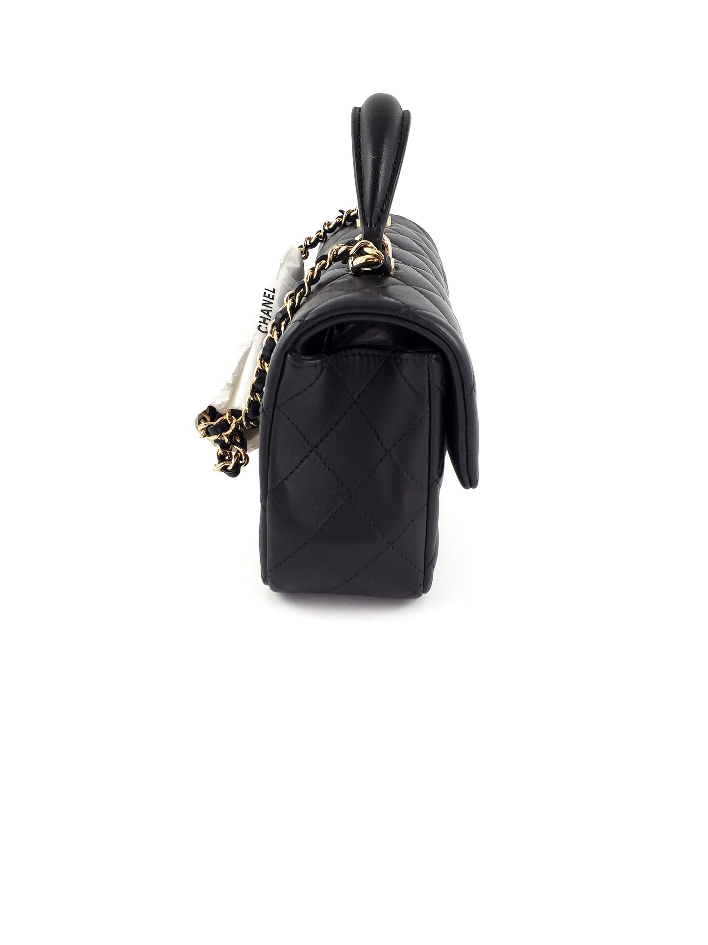 CHANEL 22P Top Handle Black Rectangular Mini Flap Bag