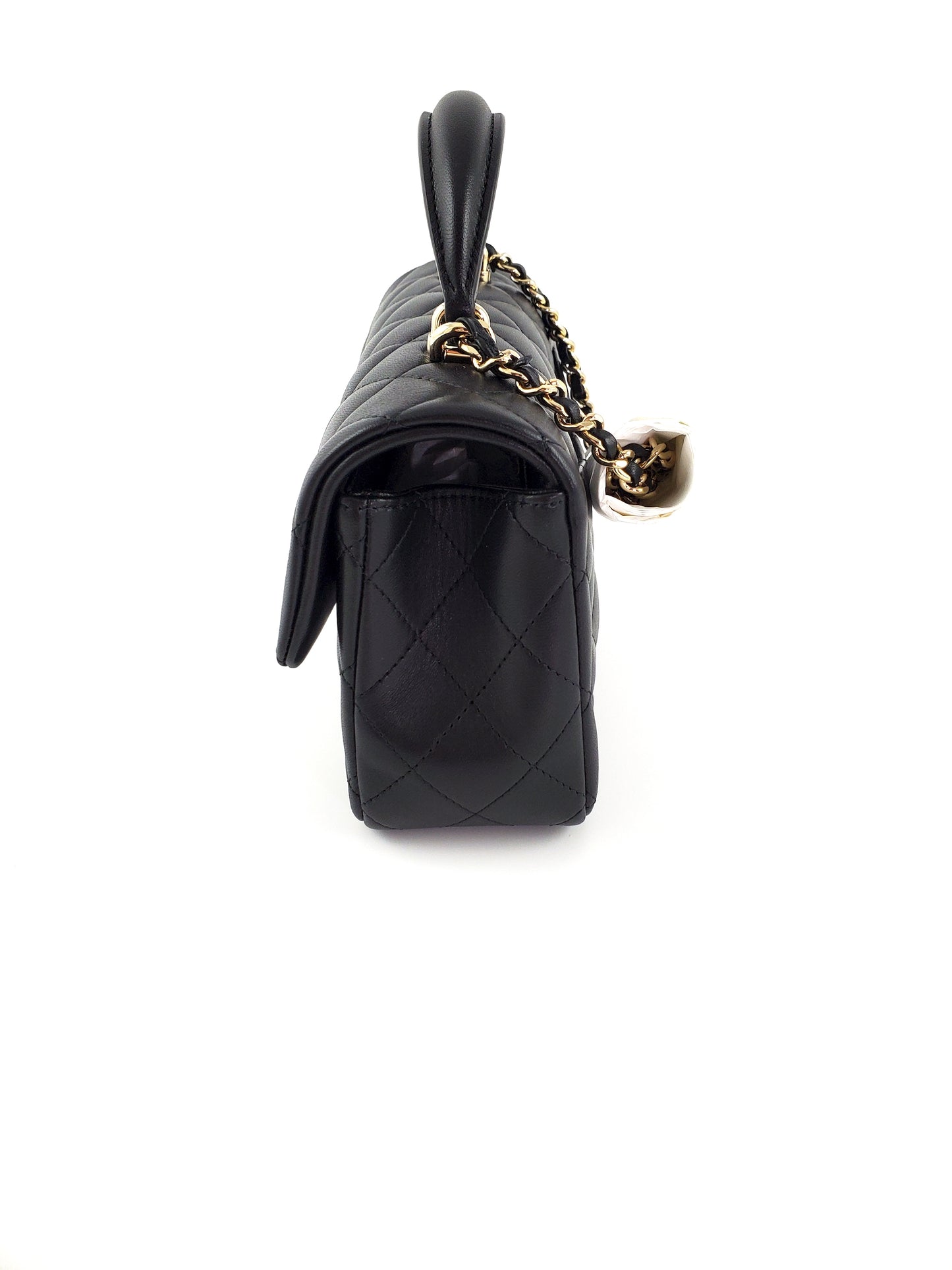 CHANEL 22P Top Handle Black Rectangular Mini Flap Bag