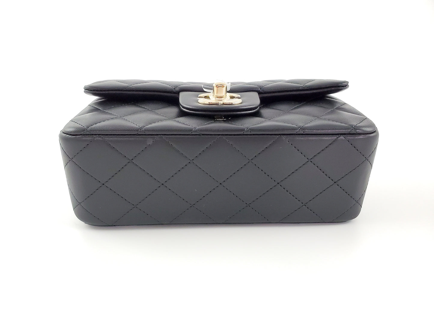 CHANEL 22P Top Handle Black Rectangular Mini Flap Bag