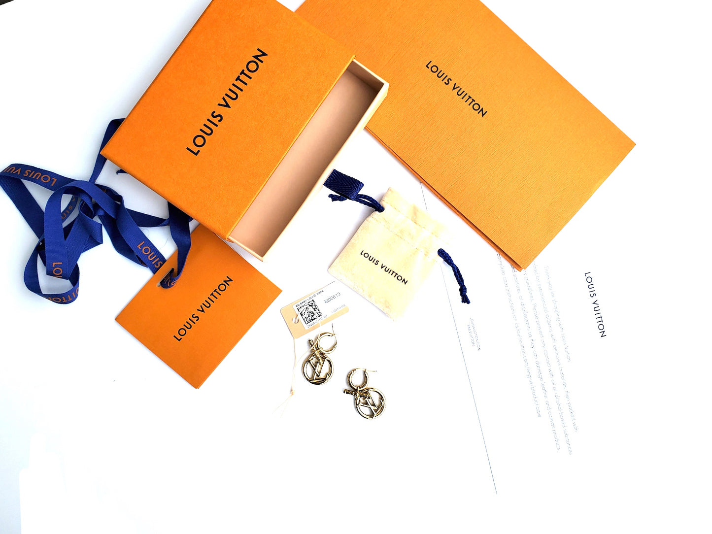 LOUIS VUITTON 2022 Baby Louise Drop Gold Tone Earrings