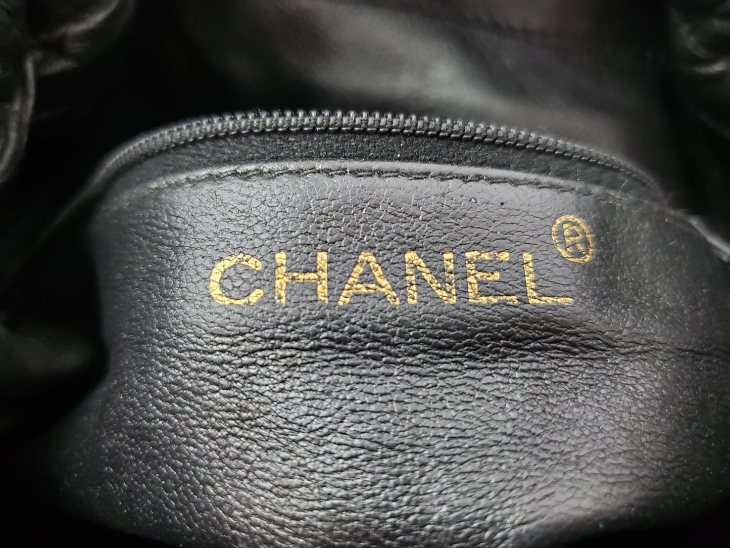Vintage CHANEL 24k Gold Black Leather Quilted Bucket Bag