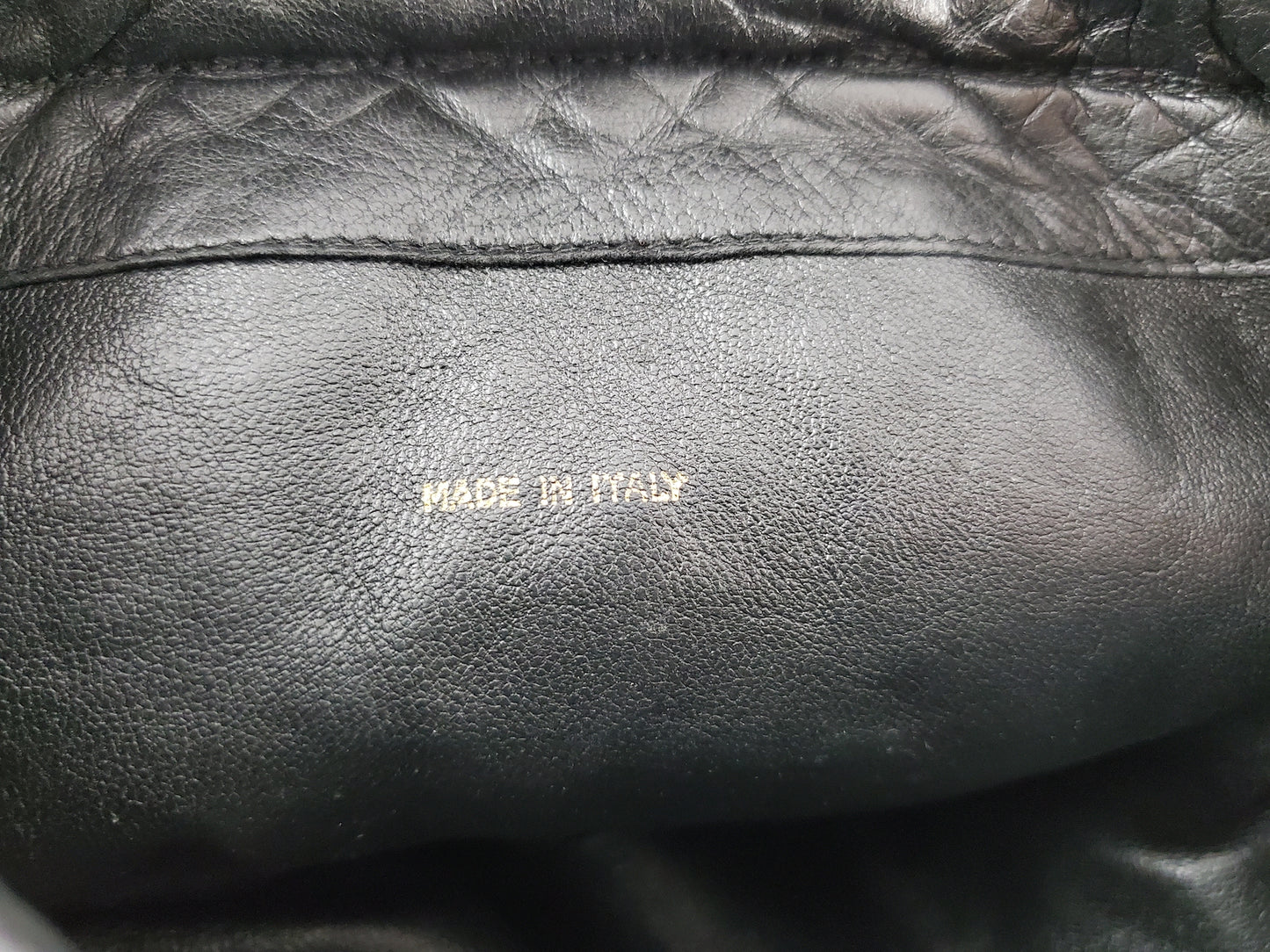 Vintage CHANEL 24k Gold Black Leather Quilted Bucket Bag