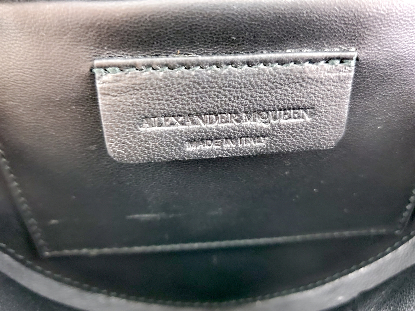 ALEXANDER McQUEEN Round Skull Black Croc Embossed Crossbody Bag