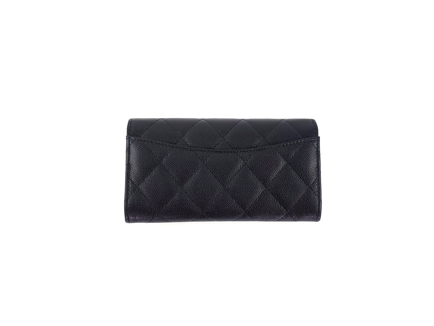 New CHANEL 22S Black Caviar Classic Flap Medium Wallet