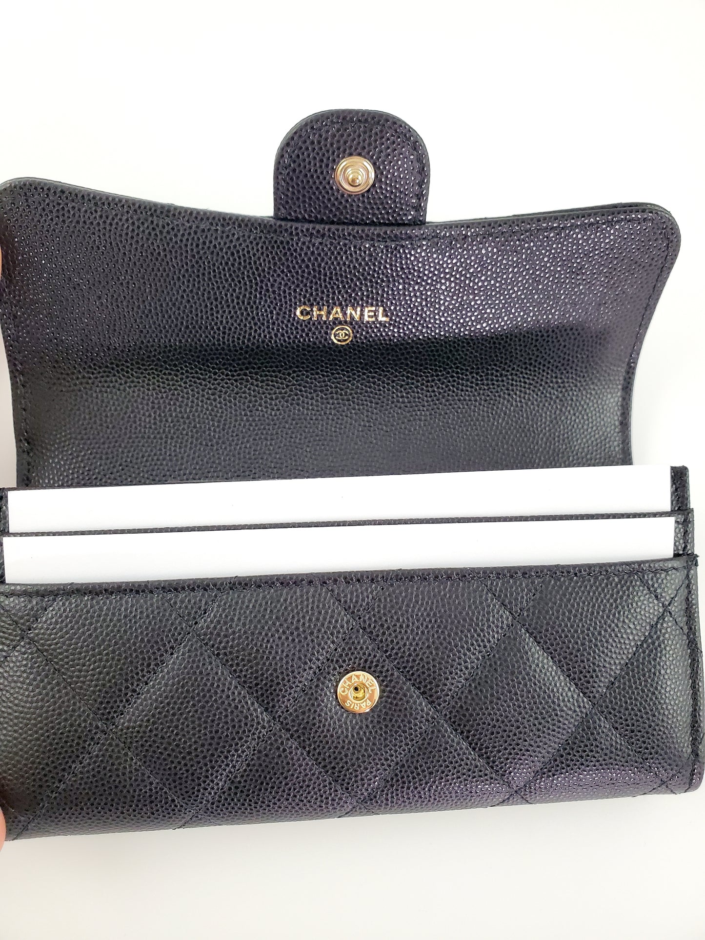 New CHANEL 22S Black Caviar Classic Flap Medium Wallet