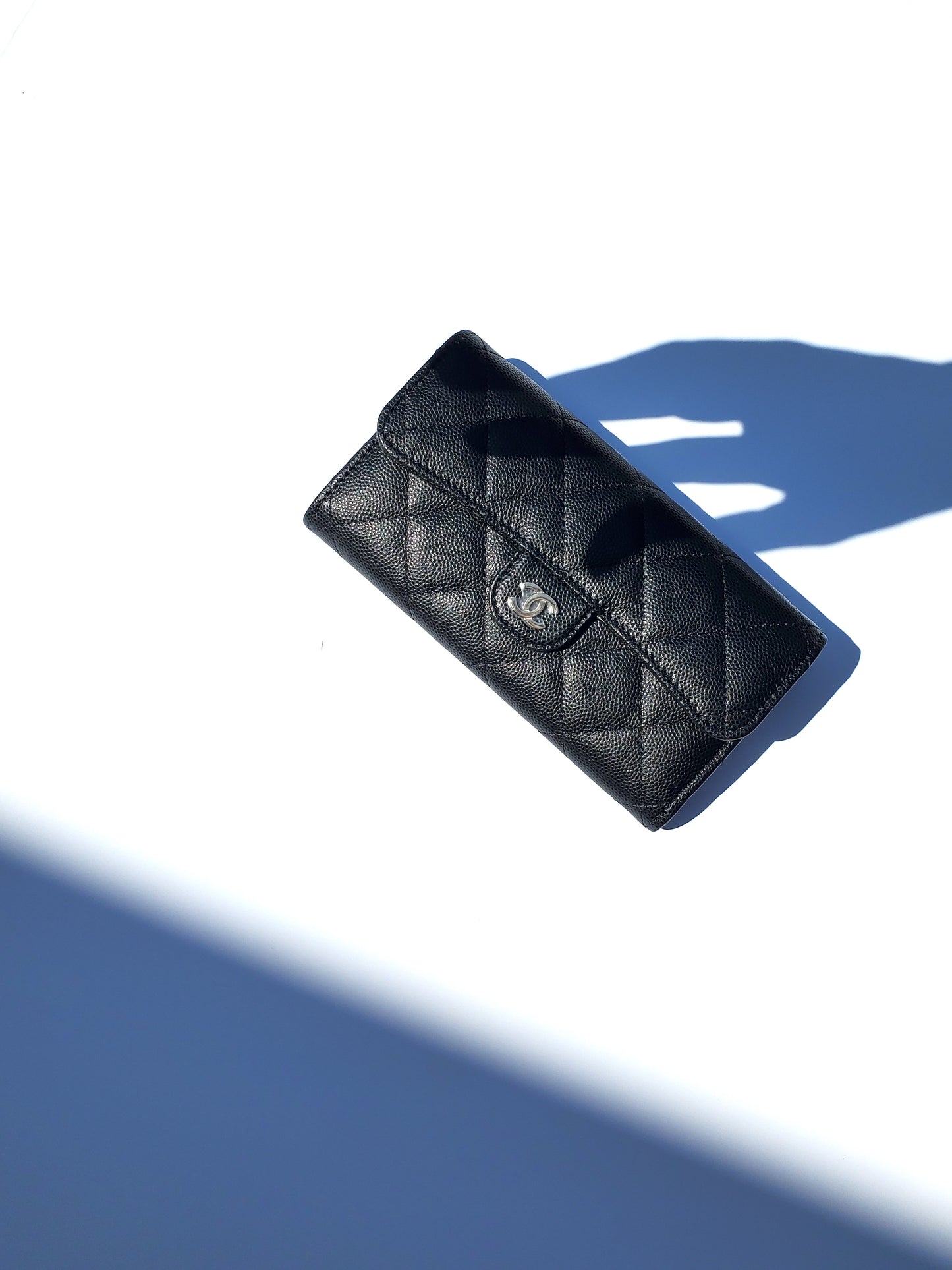 New CHANEL 22S Black Caviar Classic Flap Medium Wallet