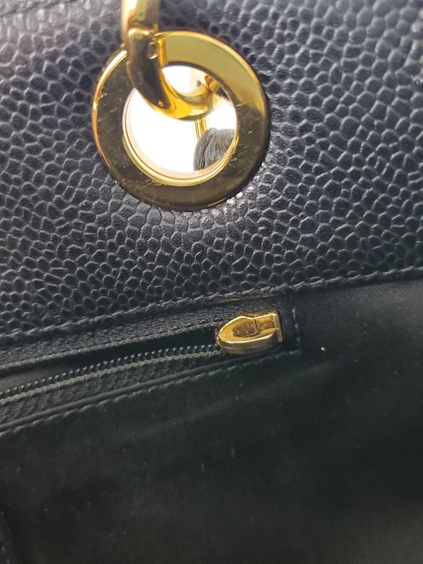 CHANEL Black Caviar Petit 2011 Quilted Shopping PST Tote