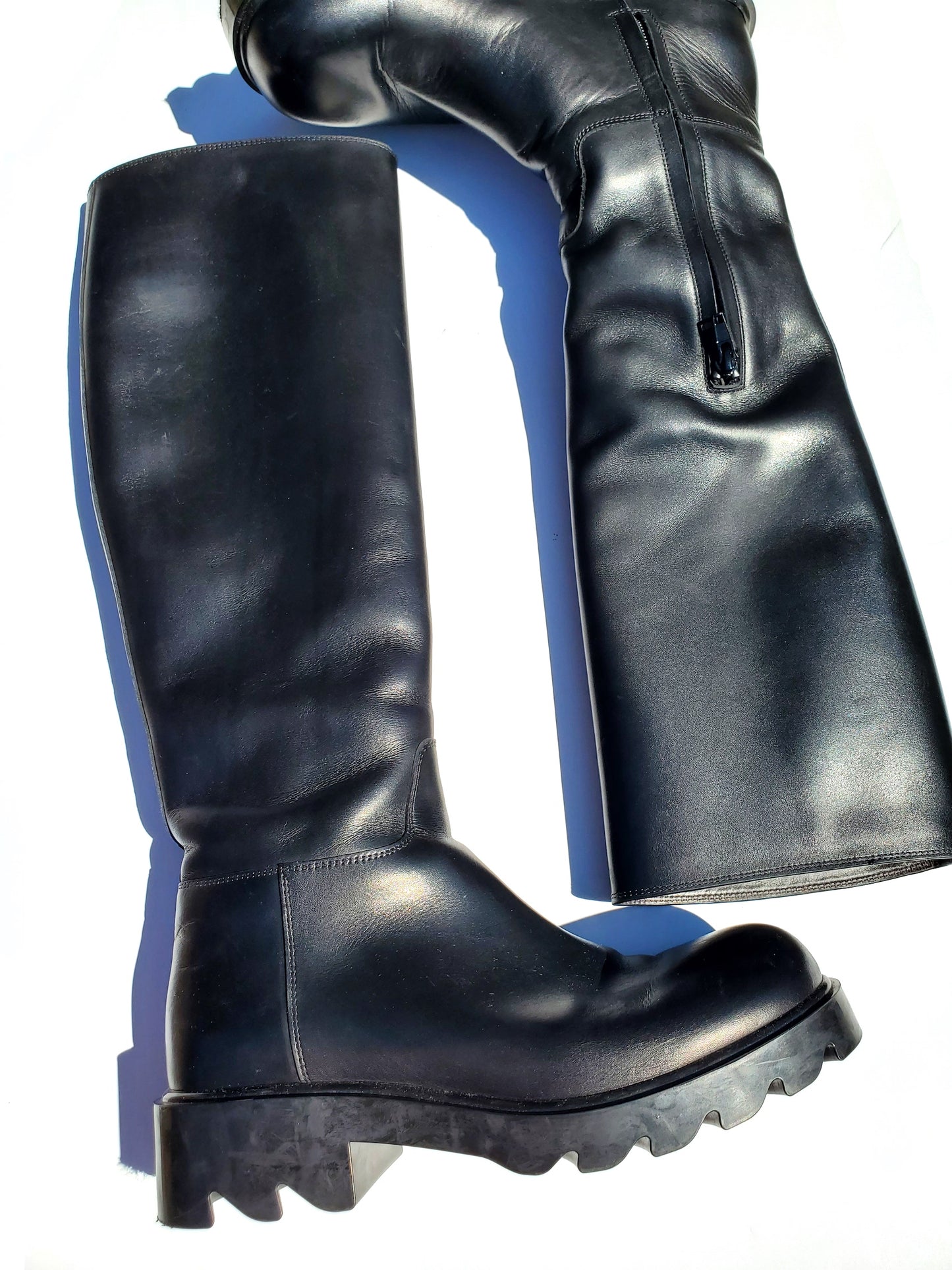 Bottega Veneta Lug Black Tall Platform Boots 37