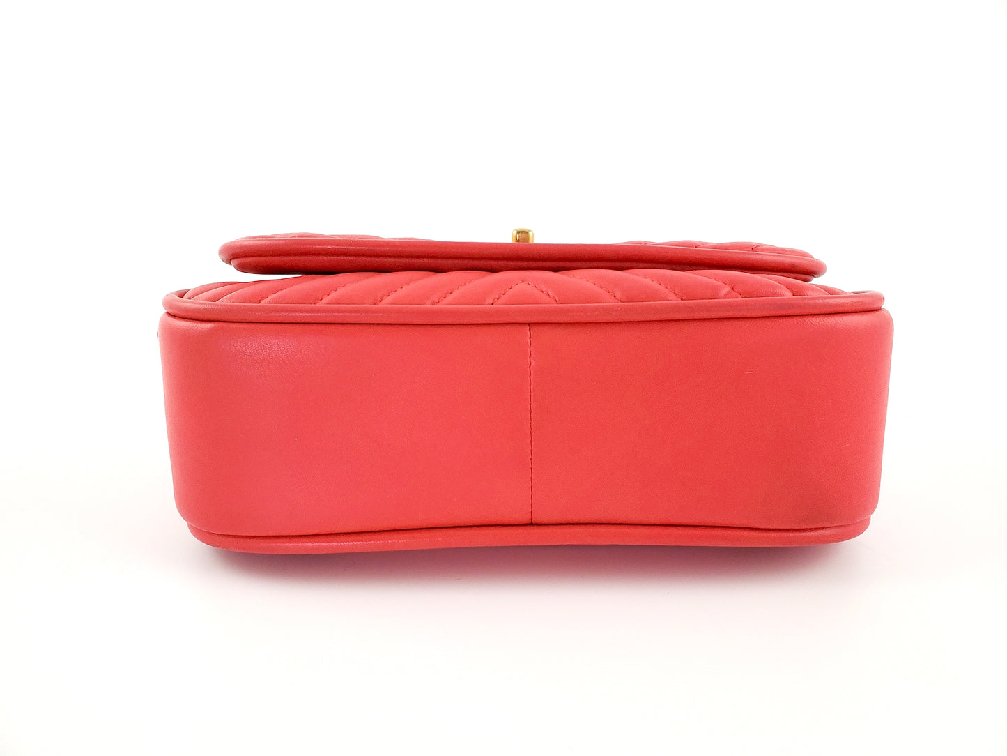 Chanel Red Reverse Chevron Quilted Round Top Handle Flap Bag