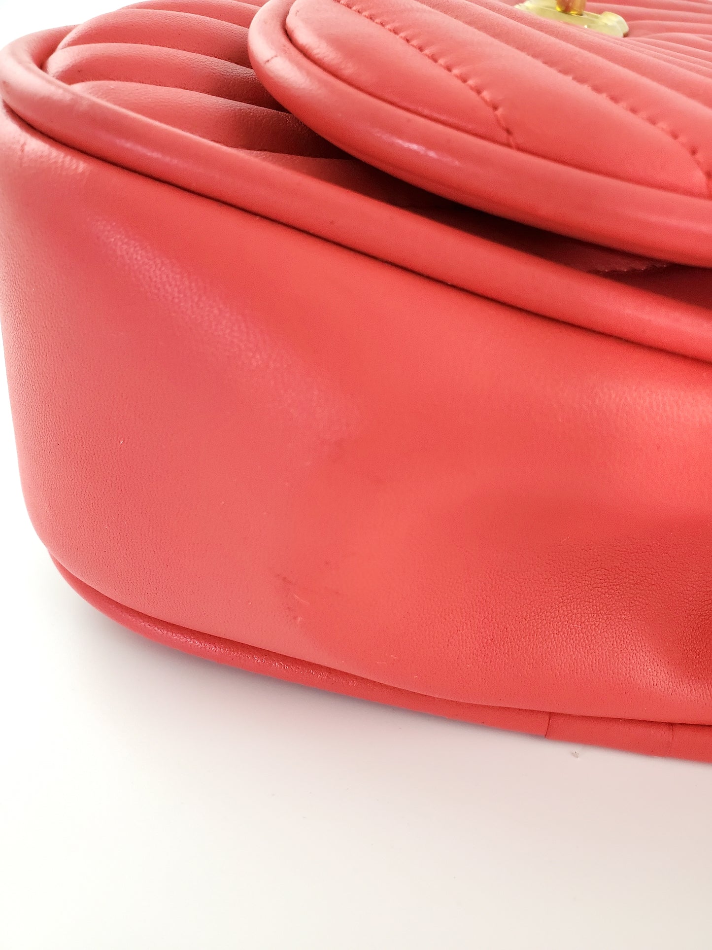 Chanel Red Reverse Chevron Quilted Round Top Handle Flap Bag