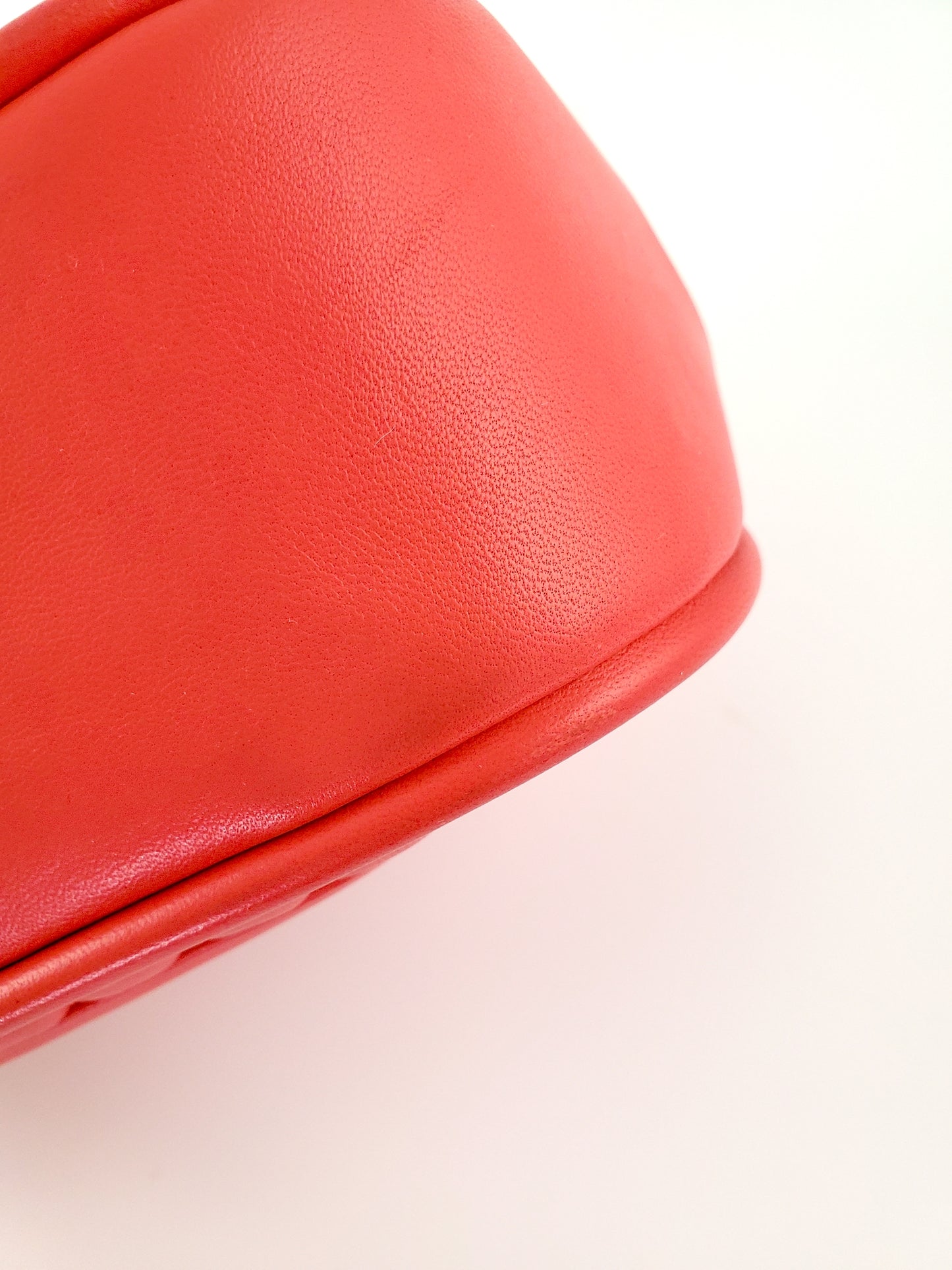 Chanel Red Reverse Chevron Quilted Round Top Handle Flap Bag