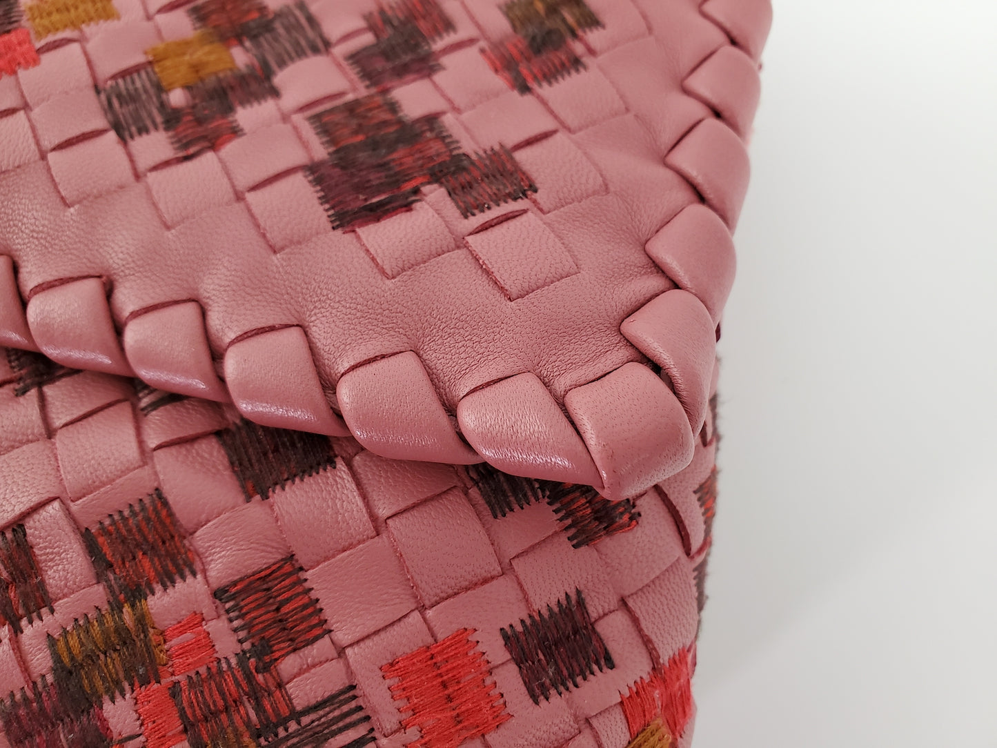 Bottega Veneta Olimpia Stitch Pink Intrecciato Leather Crossbody Bag
