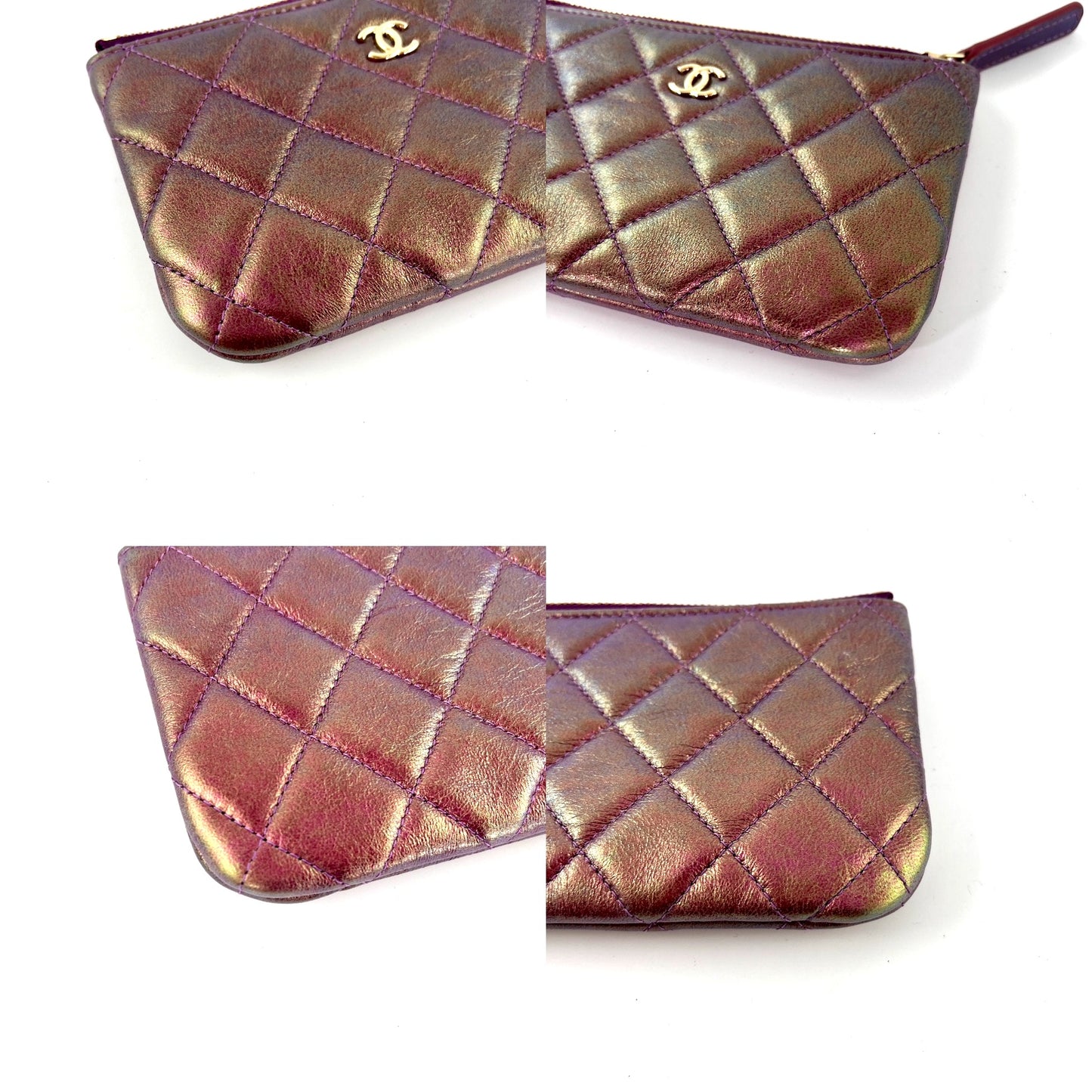 CHANEL Iridescent Purple 2020 Small Quilted Zip Pouch O Case