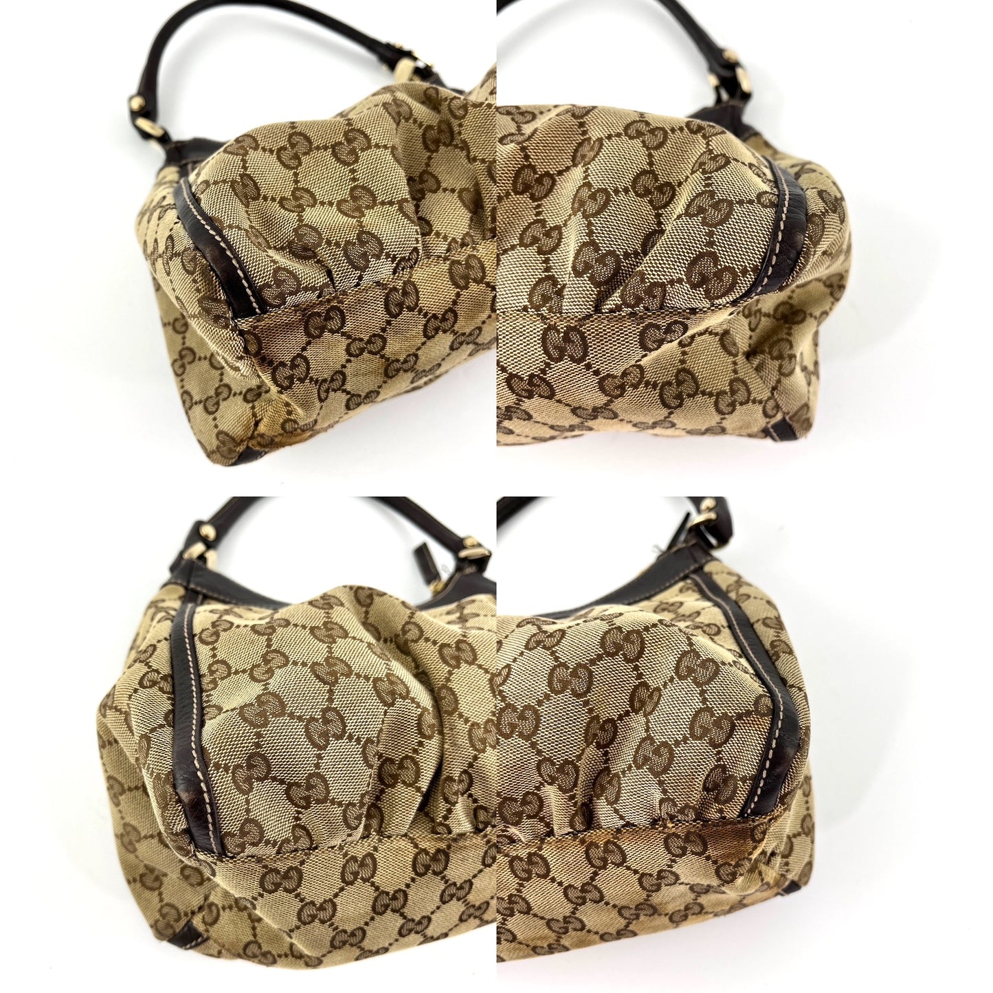 Gucci Abbey Canvas Monogram Brown Hobo Bag