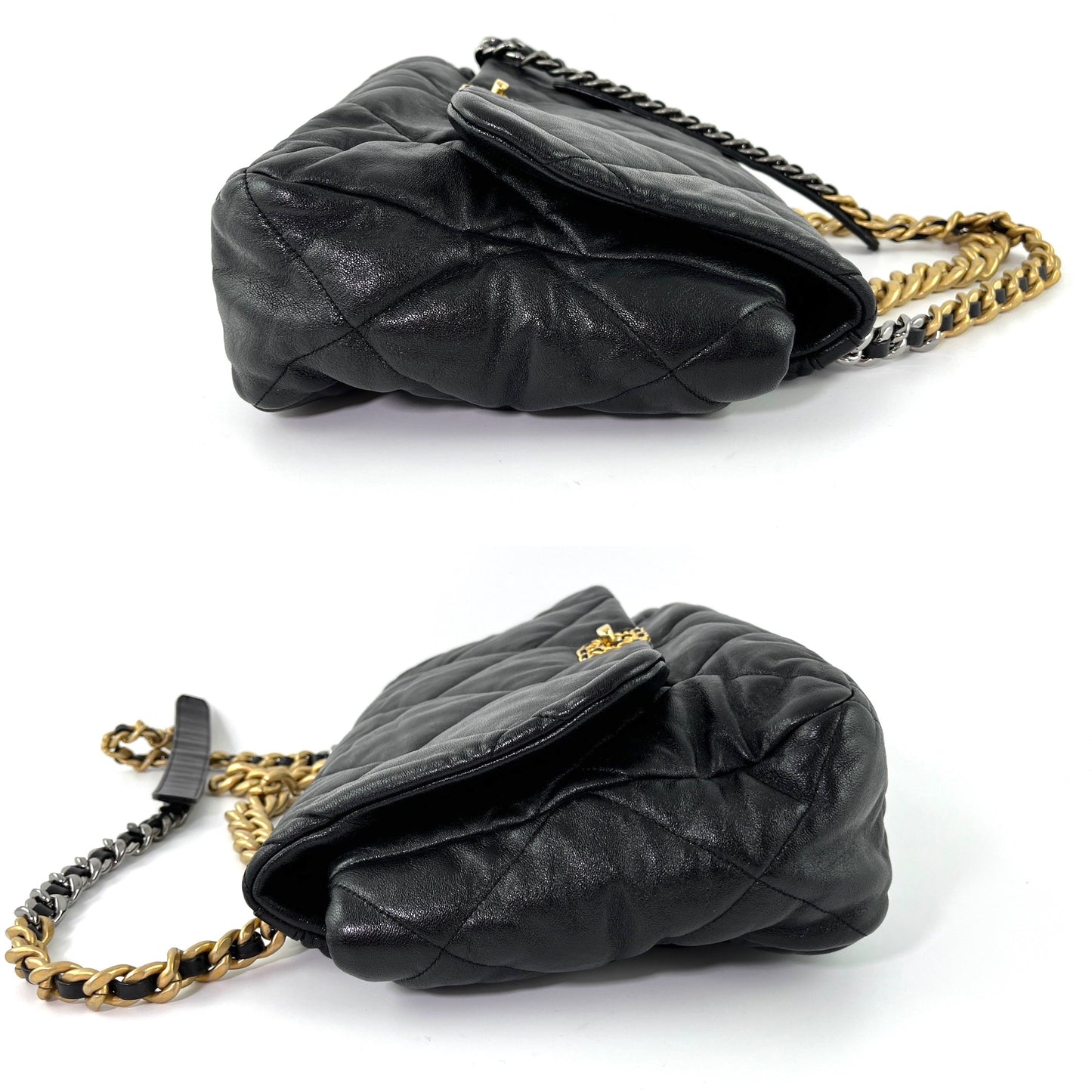 CHANEL 19 Black Goatskin 2020 Chain Quilted Maxi Bag