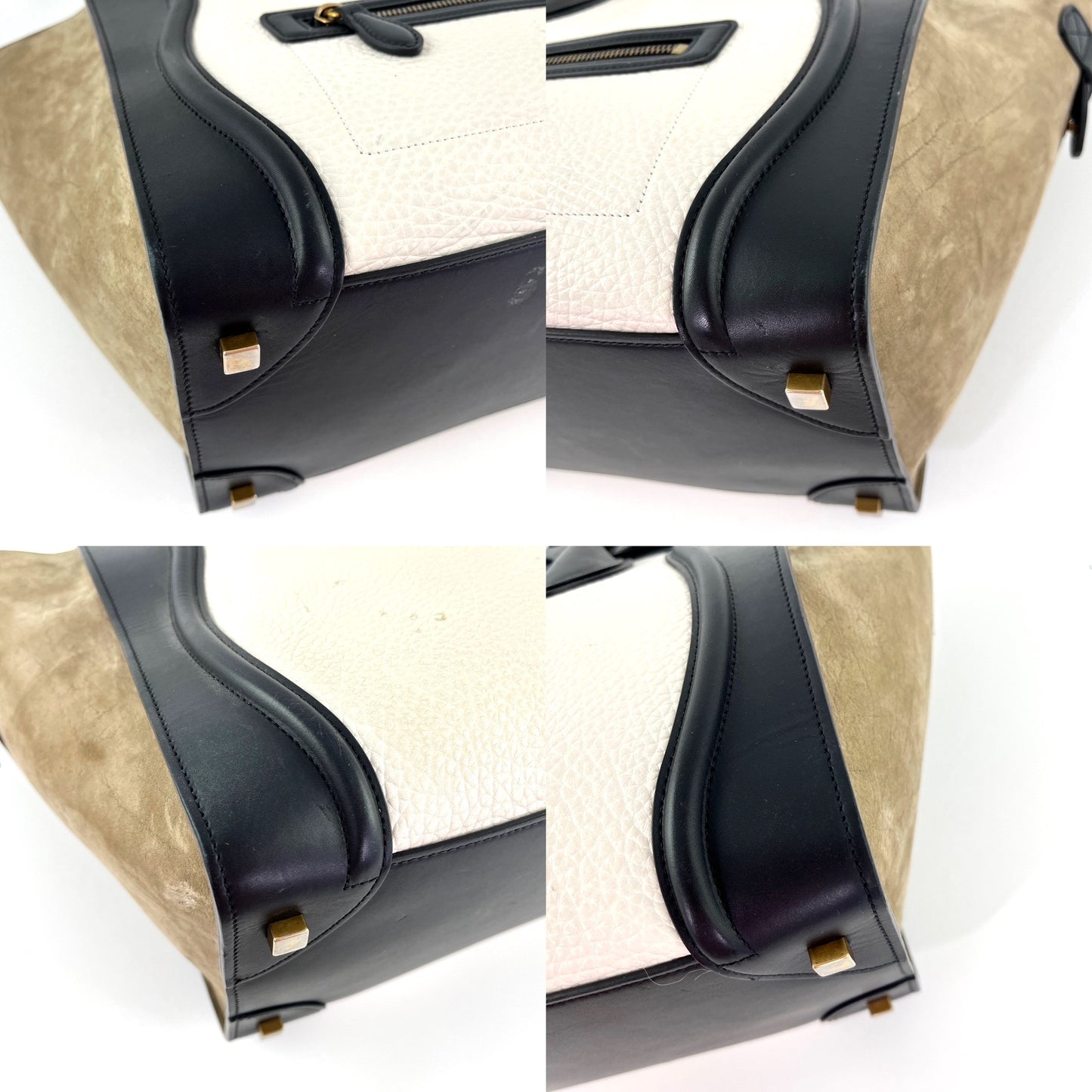 Celine Phantom Black White Taupe Leather Luggage Bag