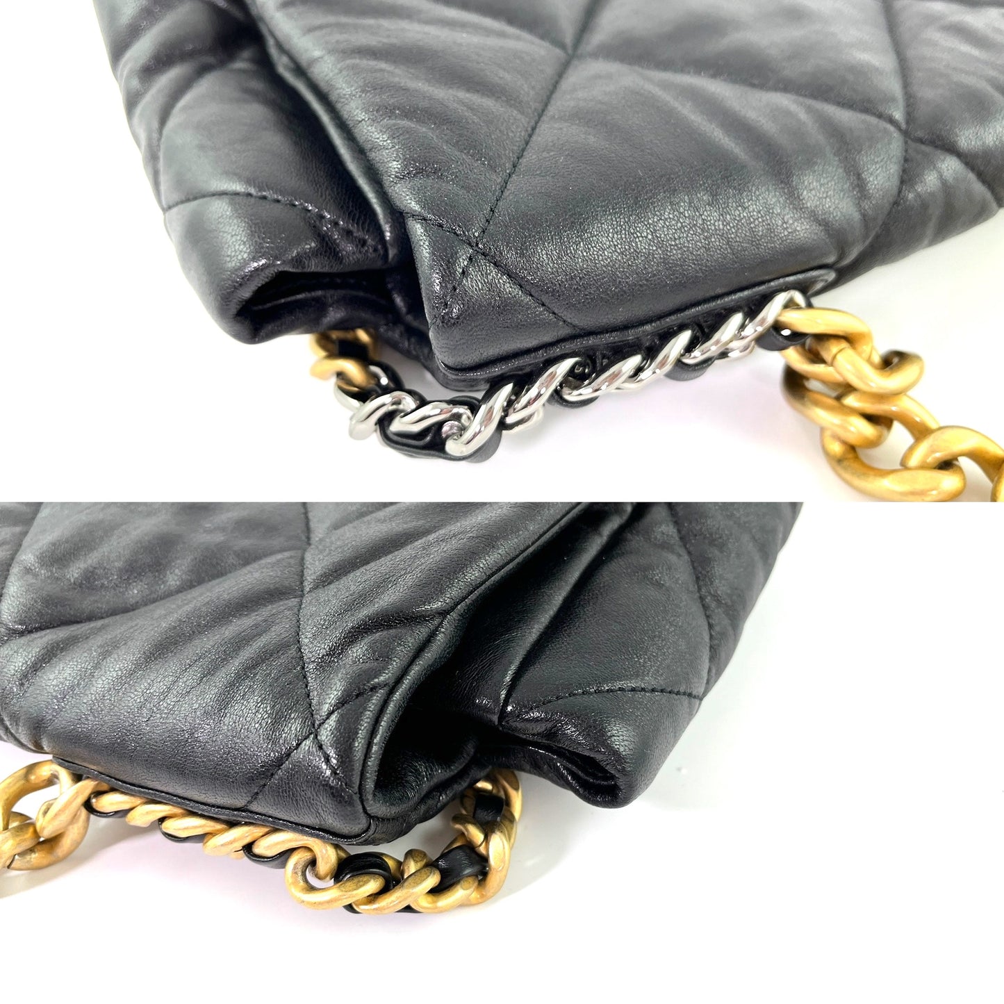 CHANEL 19 Black Goatskin 2020 Chain Quilted Maxi Bag