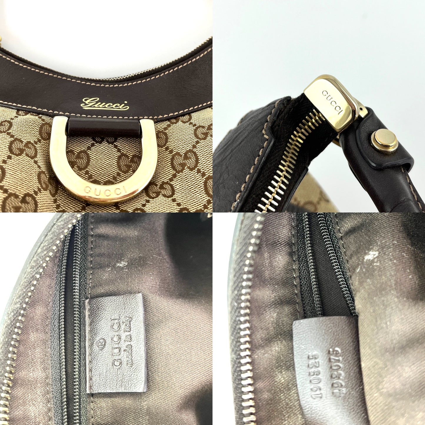 Gucci Abbey Canvas Monogram Brown Hobo Bag
