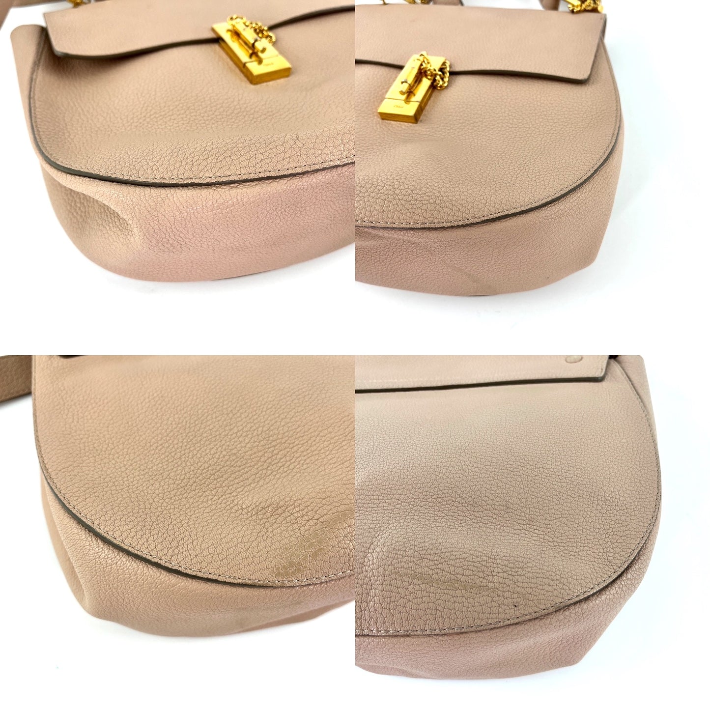 CHLOE Large Drew Beige Leather Crossbody Bag