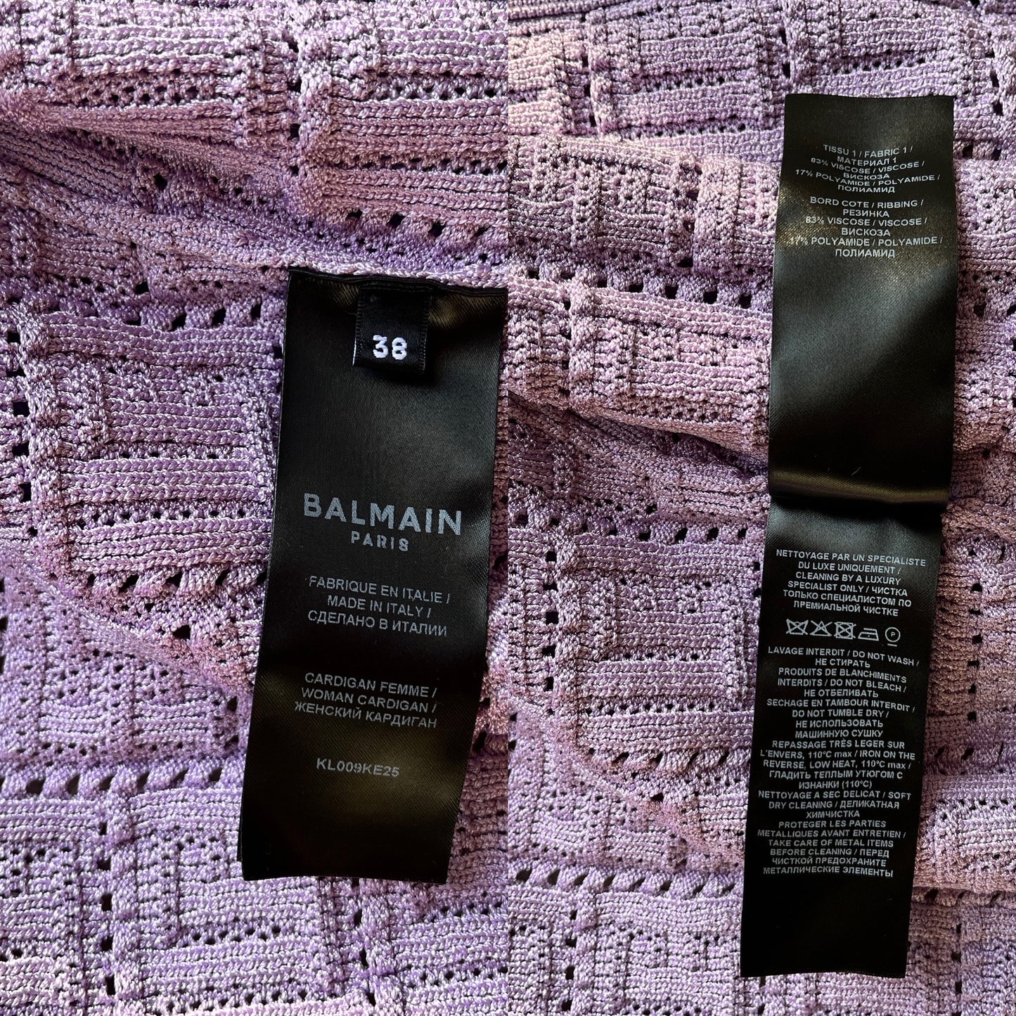 Balmain Monogram Lilac Knit Cardigan and Shorts Set 38