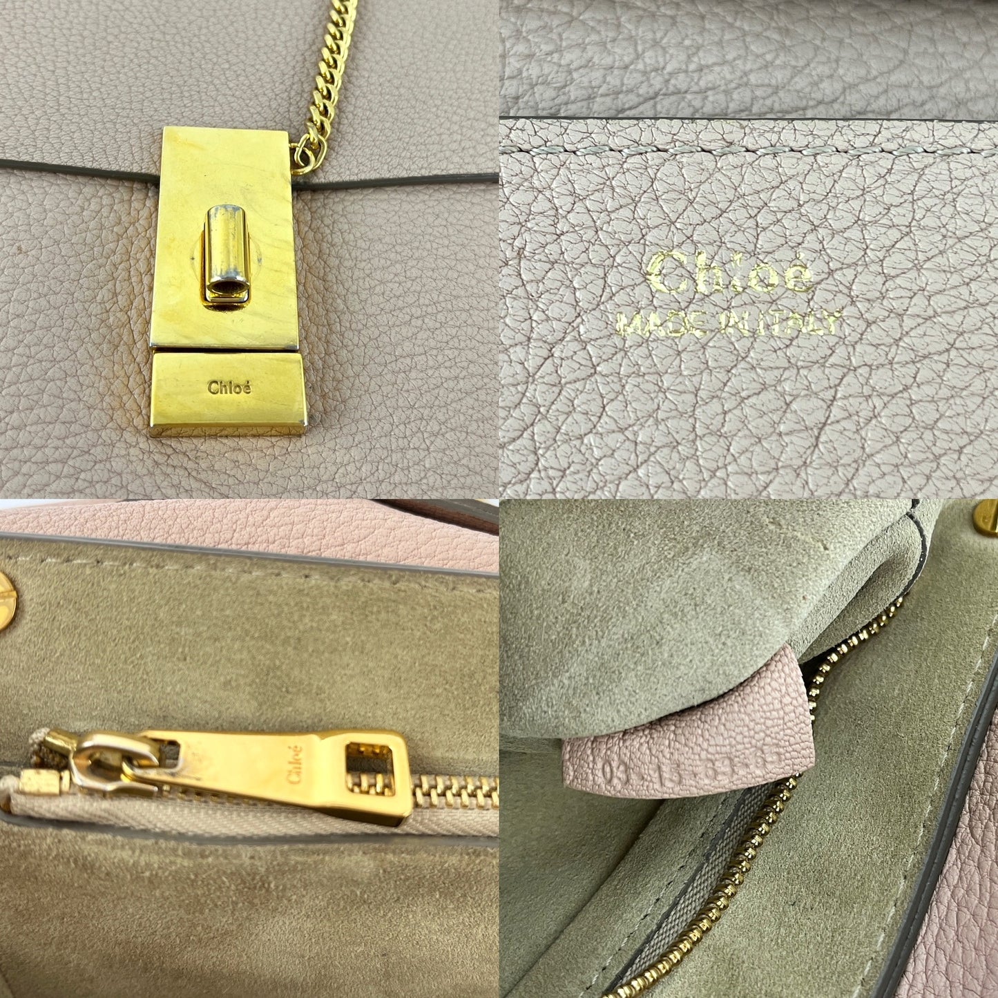 CHLOE Large Drew Beige Leather Crossbody Bag