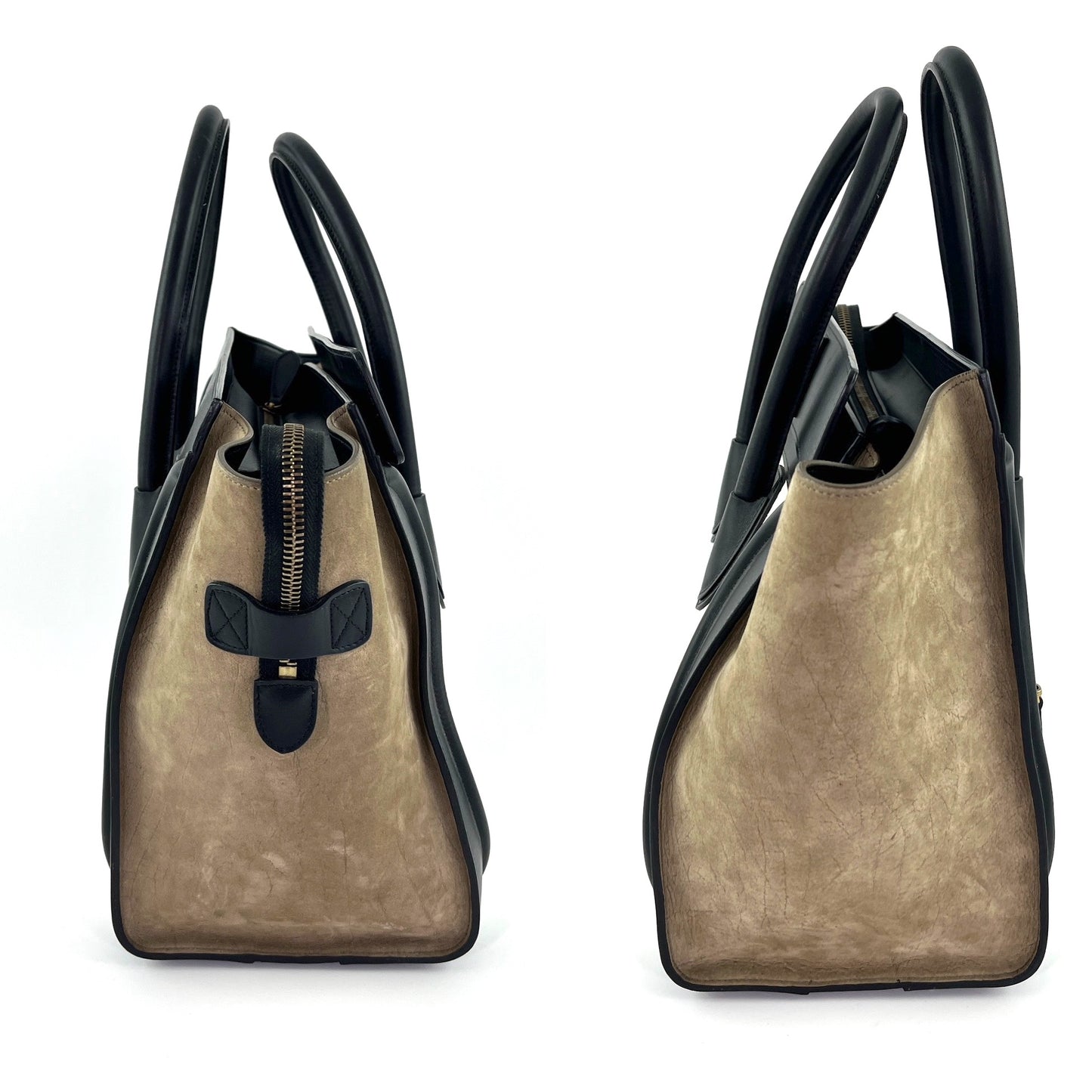 Celine Phantom Black White Taupe Leather Luggage Bag