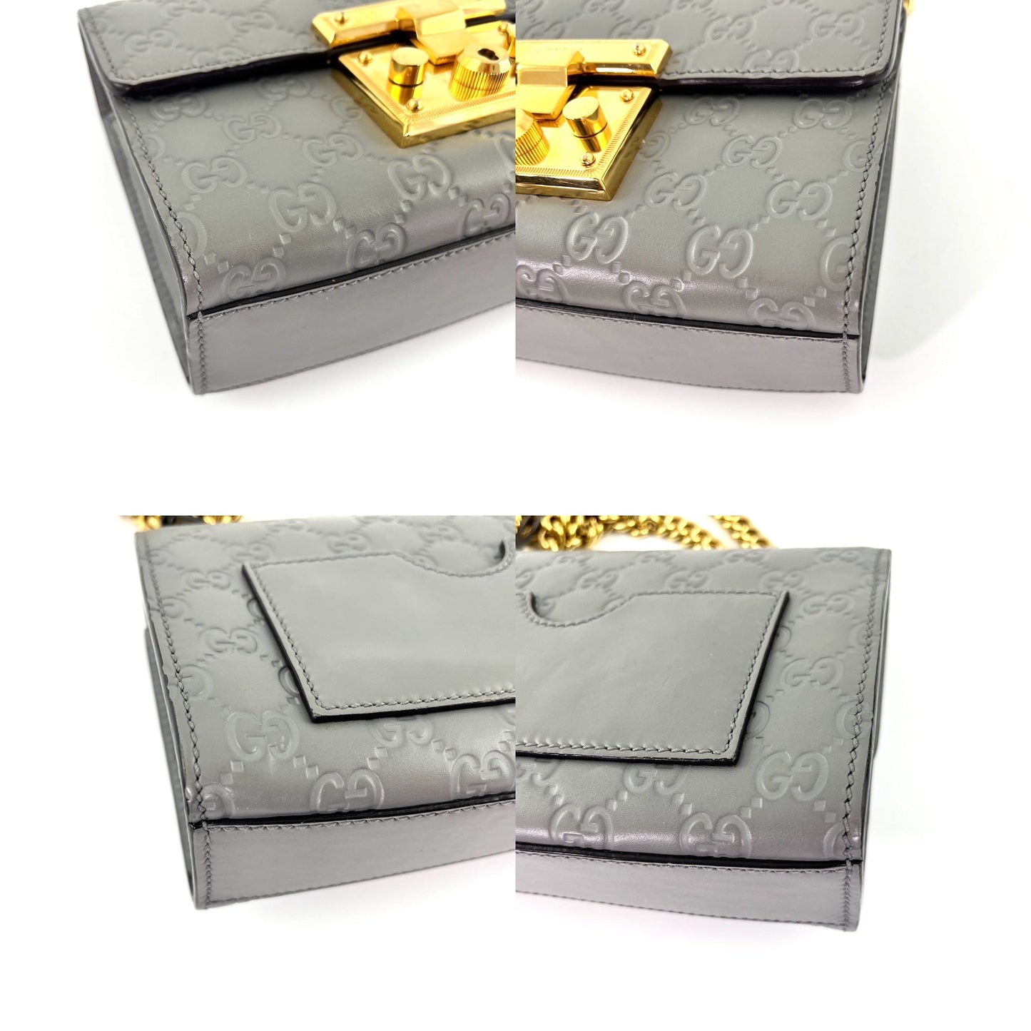On layaway Gucci Padlock Gray Guccissima Leather Small Crossbody Bag