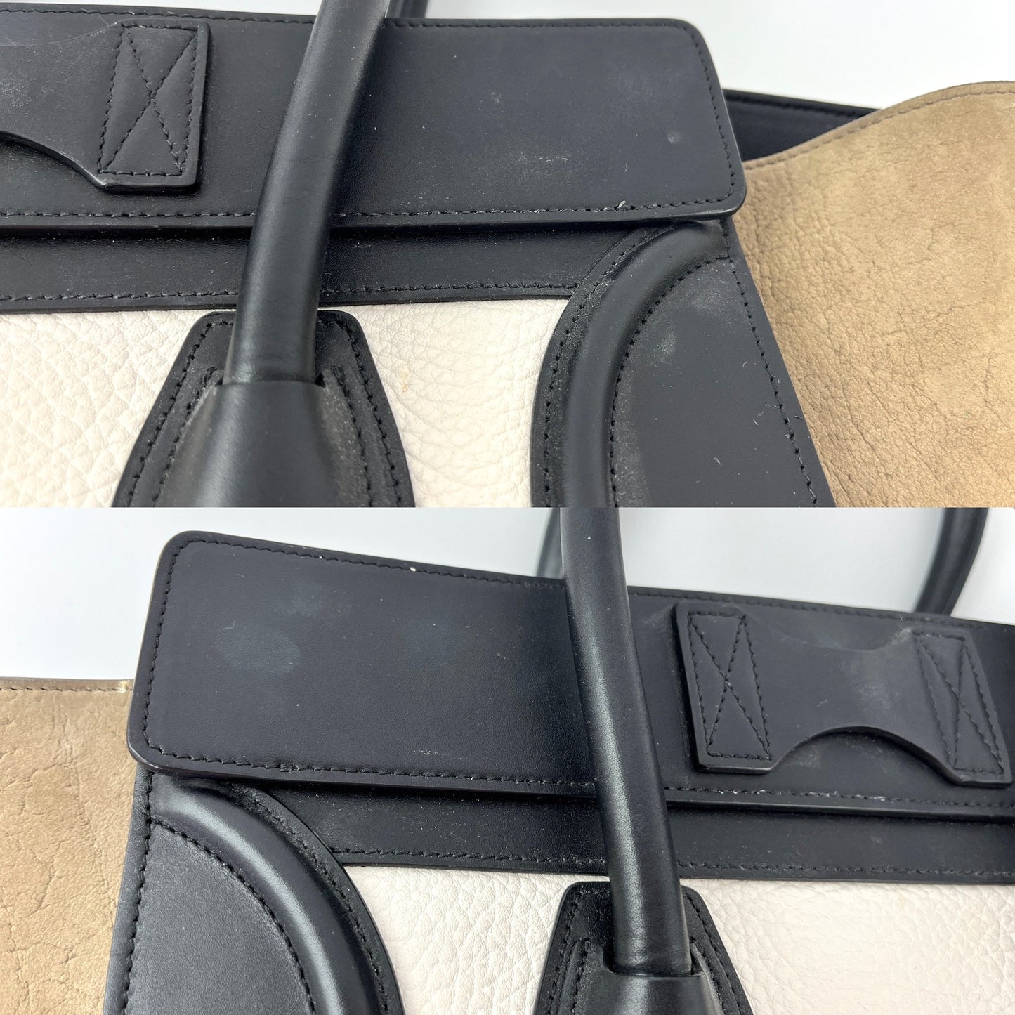 Celine Phantom Black White Taupe Leather Luggage Bag