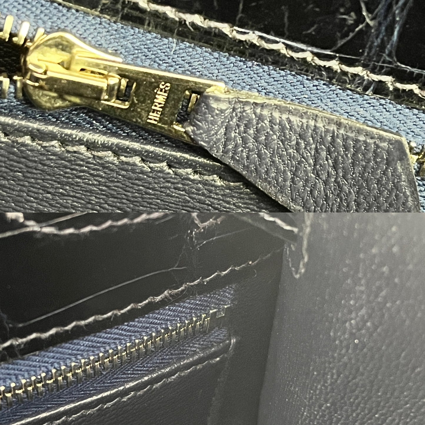 HERMES Blue Marine 2016 Crocodile Shiny Porous Kelly Sellier 28