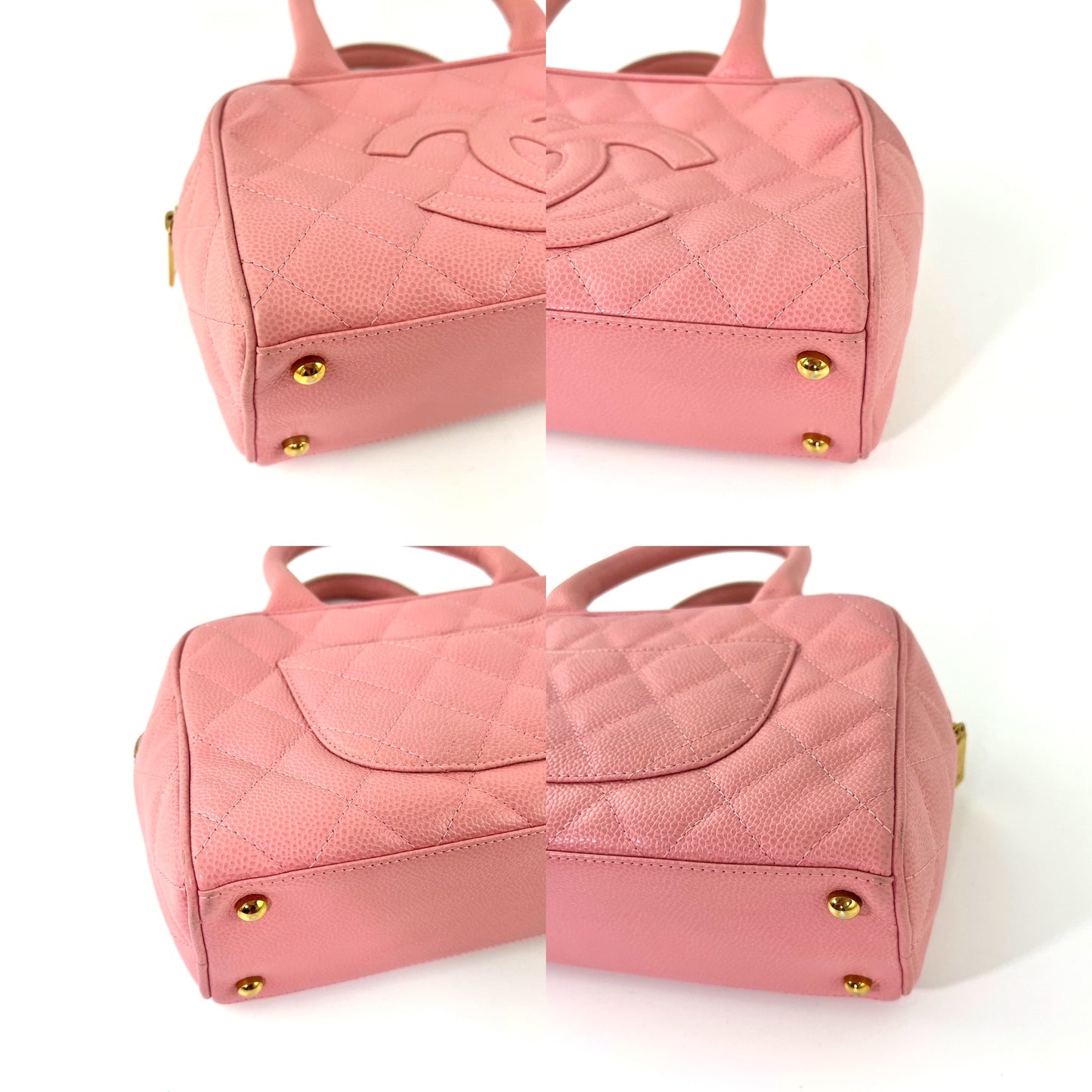 Vintage CHANEL Timeless Pink Quilted Caviar Bowler Bag
