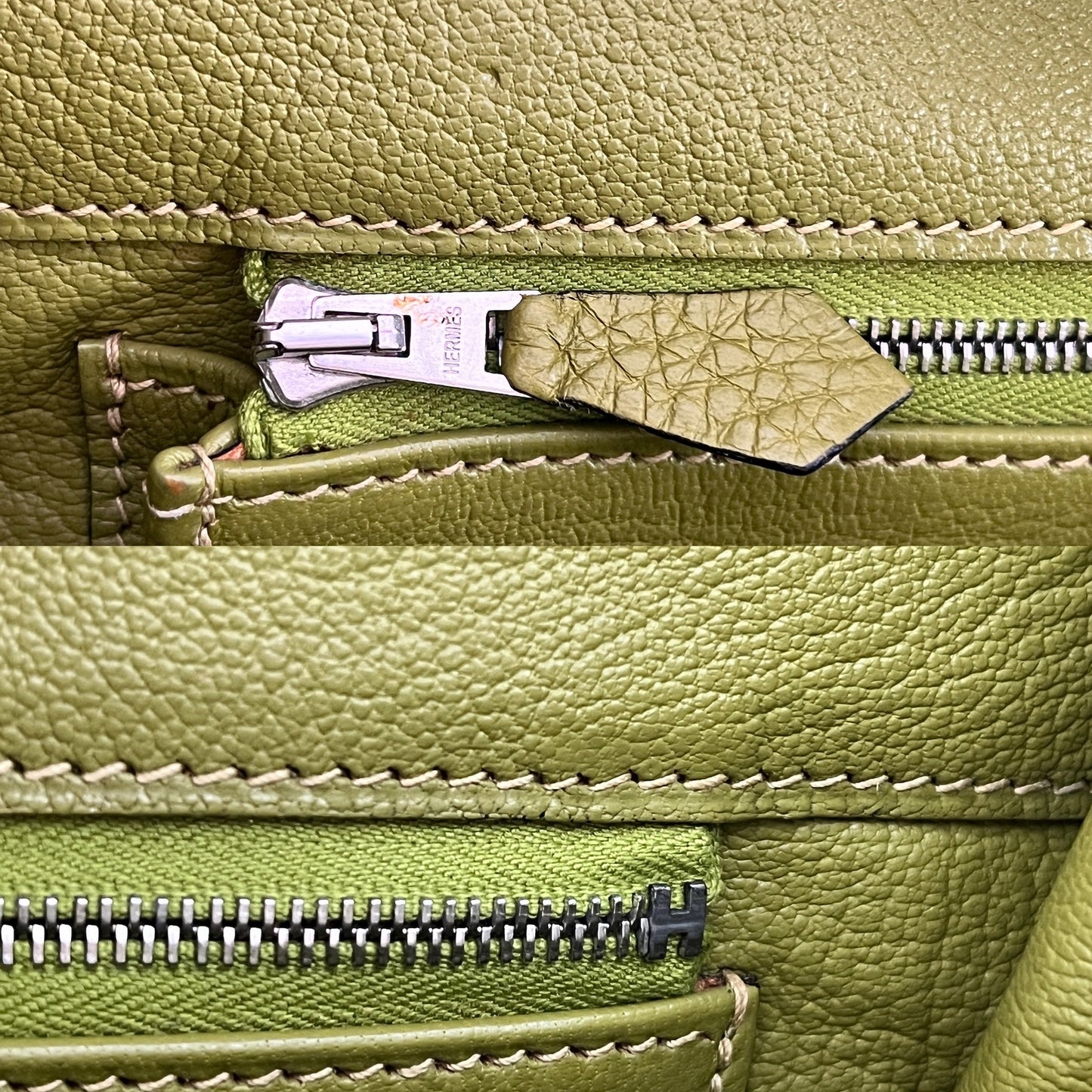 HERMES Birkin 35 Vert Chartreuse Clemence Leather Bag