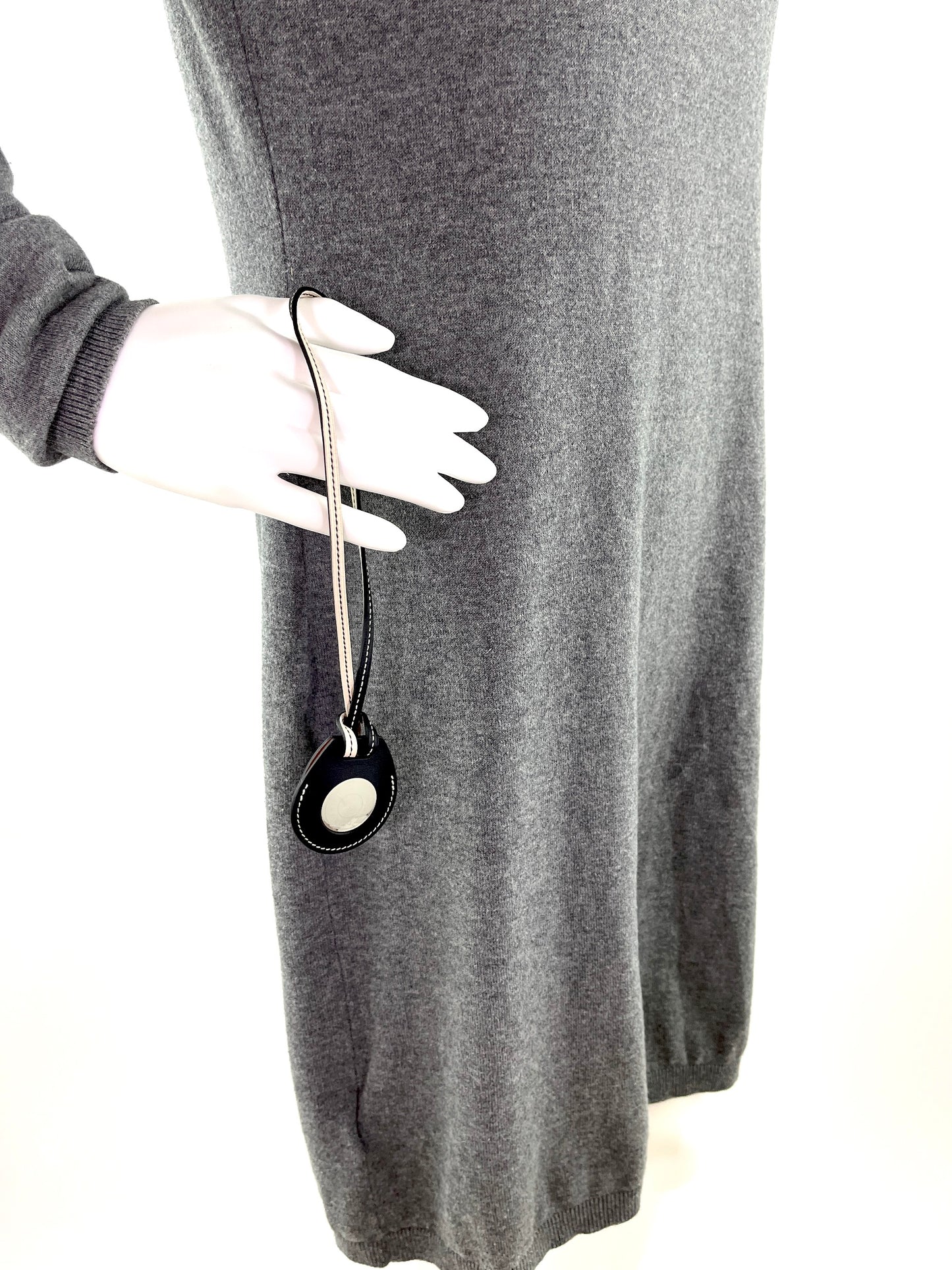 HERMES Black Beton Apple AirTag Bicolor Swift Charm