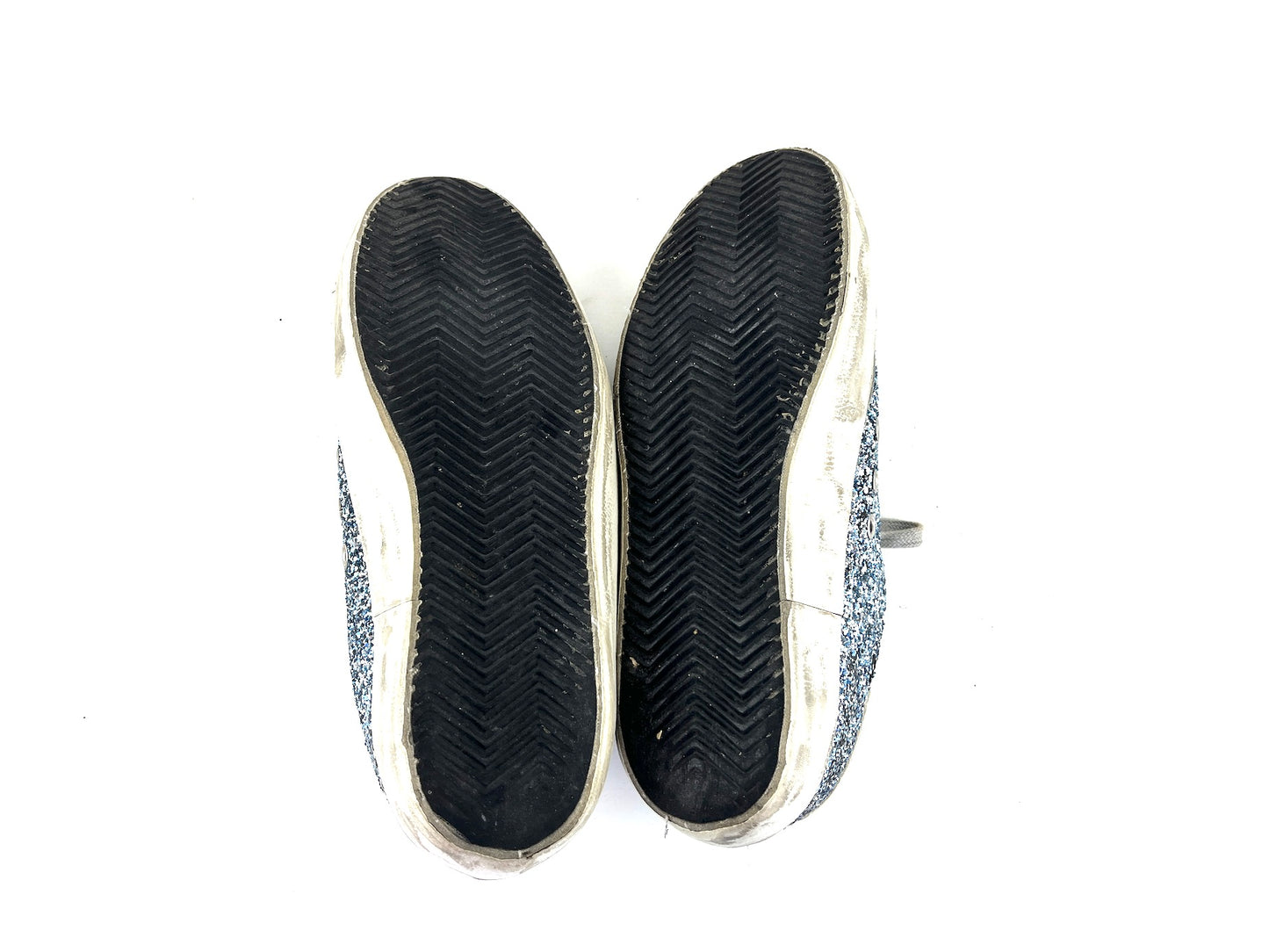 Golden Goose Superstar Blue Glitter Suede Sneakers 41