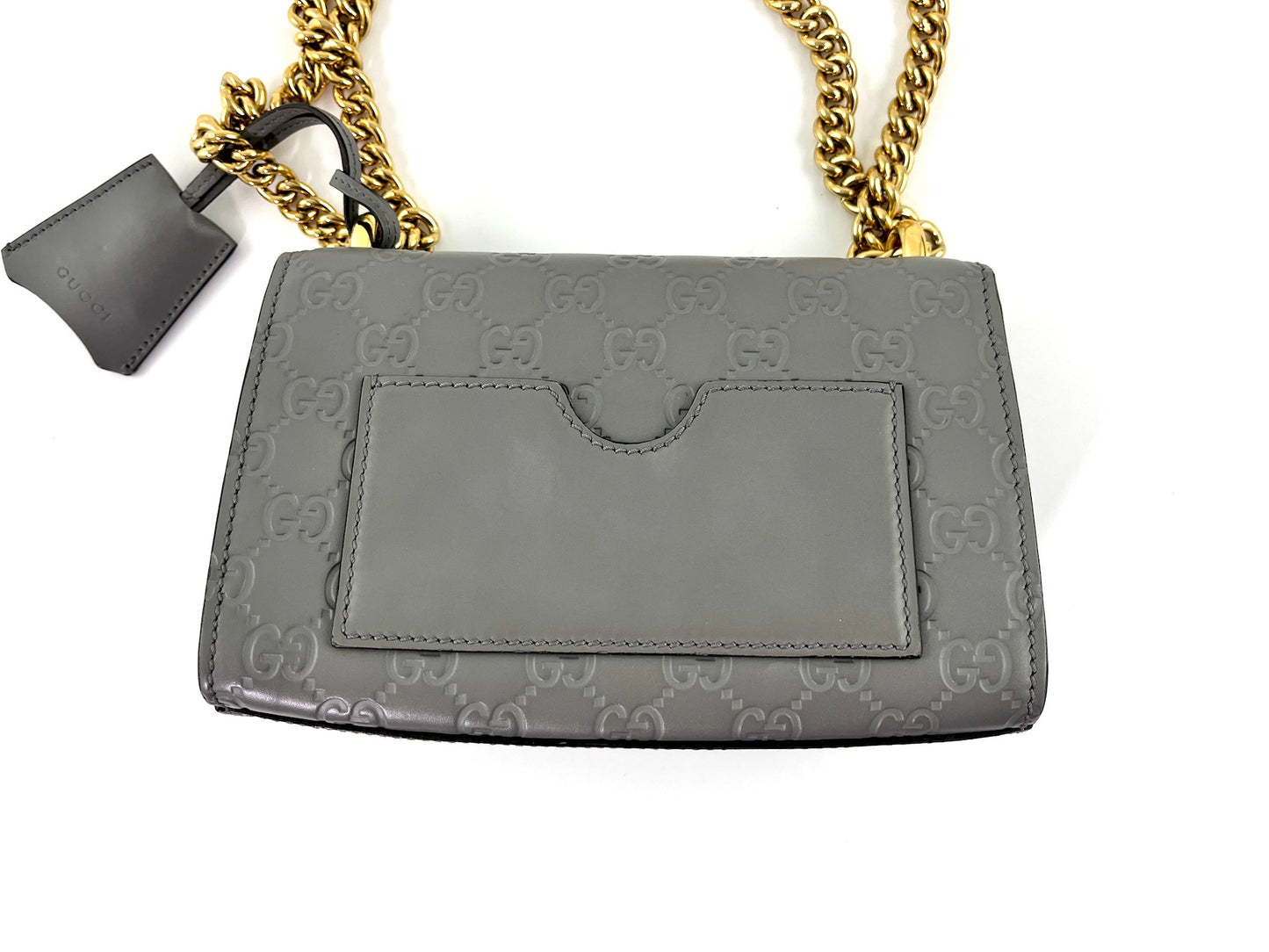 Gucci Padlock Gray Guccissima Leather Small Crossbody Bag