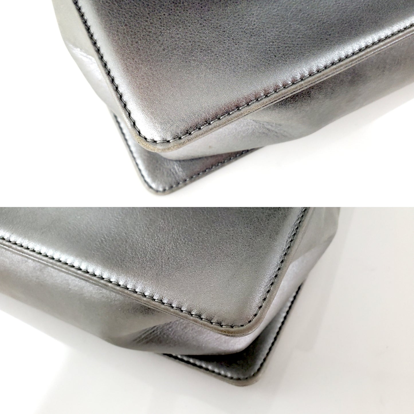 CHANEL Large Metallic Silver Quilted Boy Flap Bag