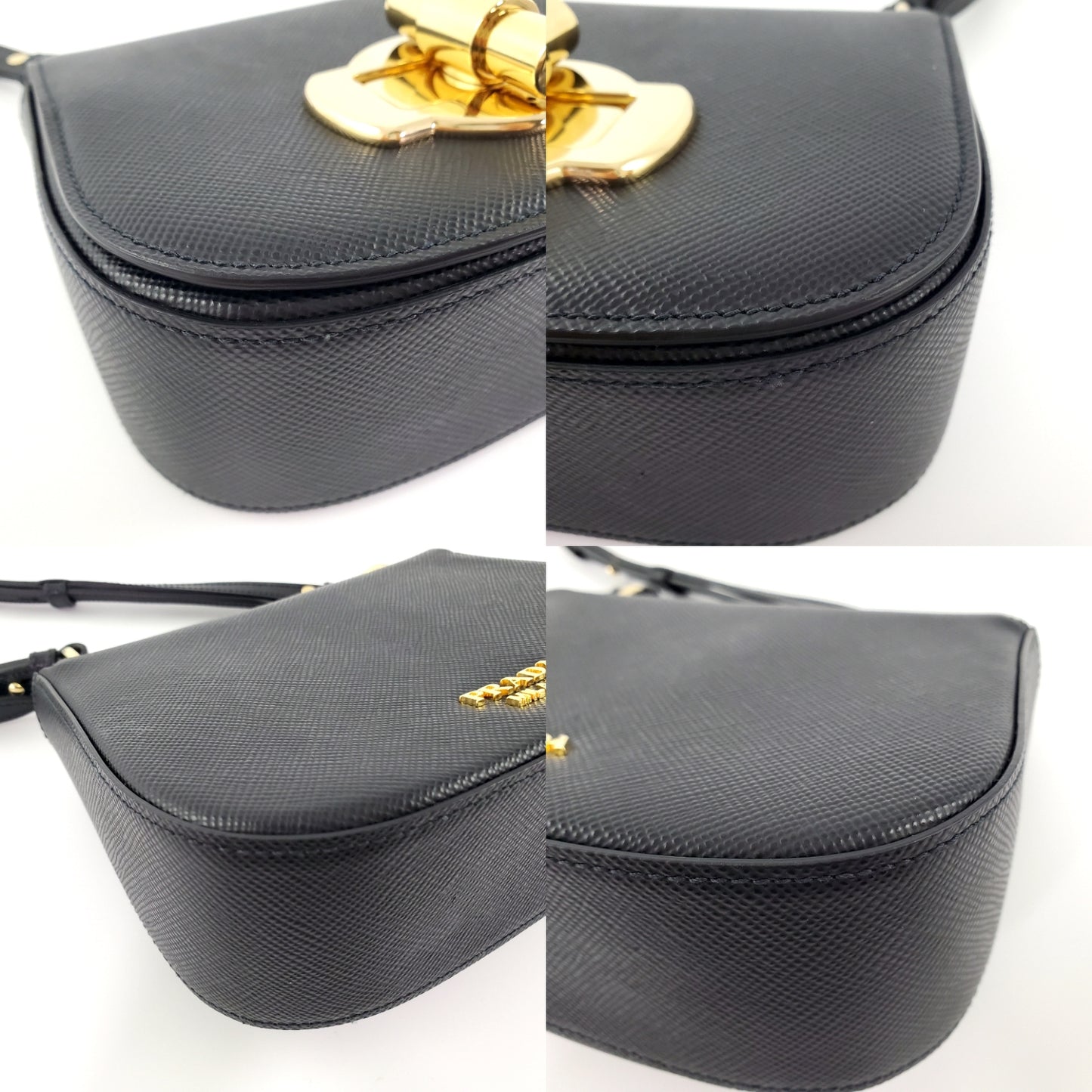 Prada Black 2020 City Saffiano Turn Lock Crossbody Bag