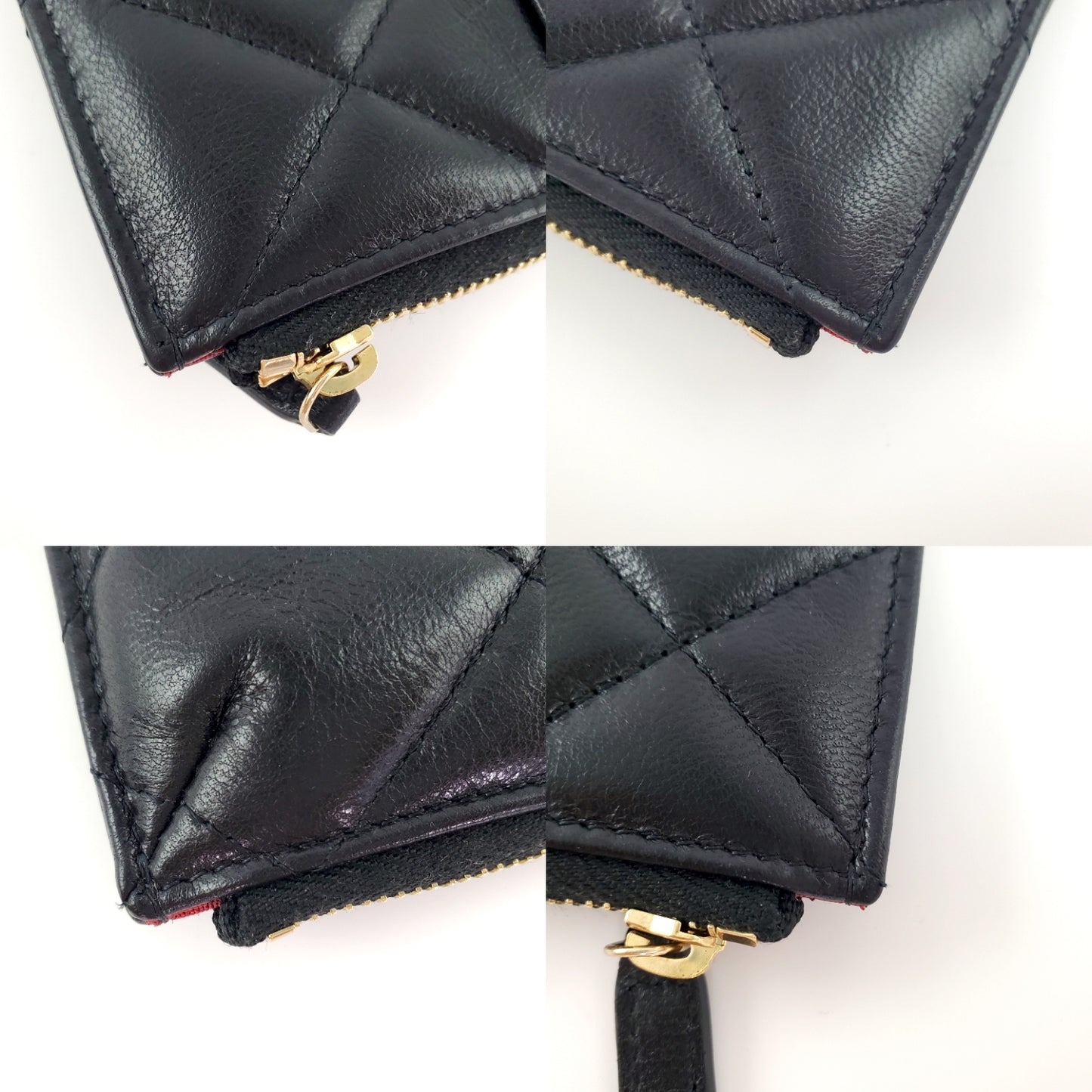 CHANEL 19 2020 Black Goatskin Quilted Phone Card Holder