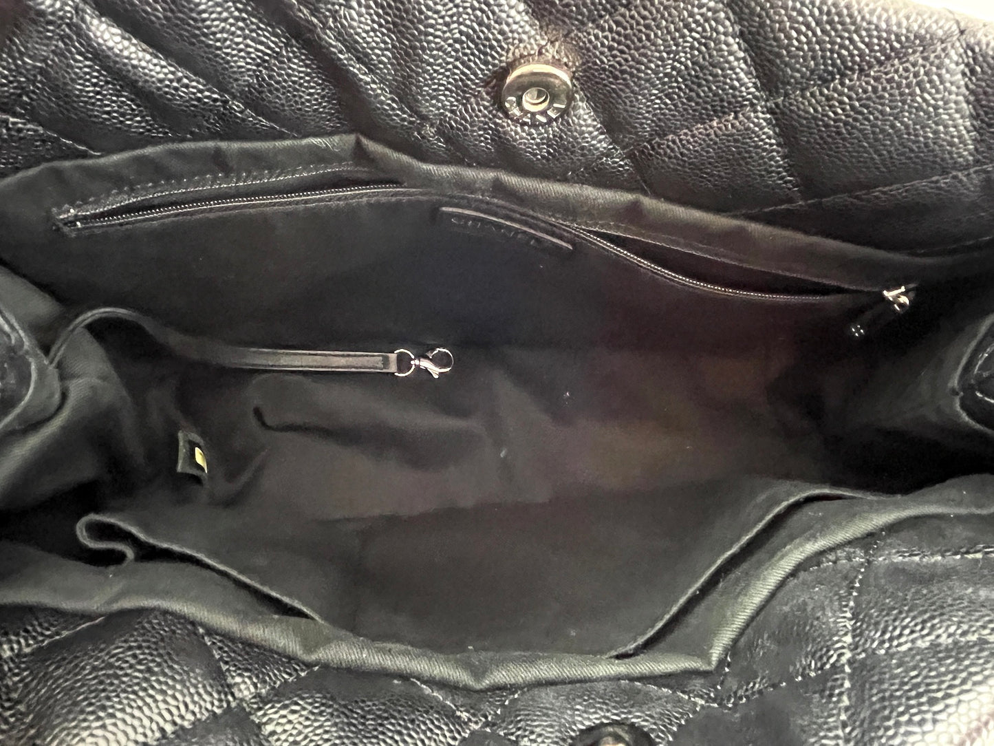 CHANEL Black Caviar Timeless Soft CC Shopping Tote Bag