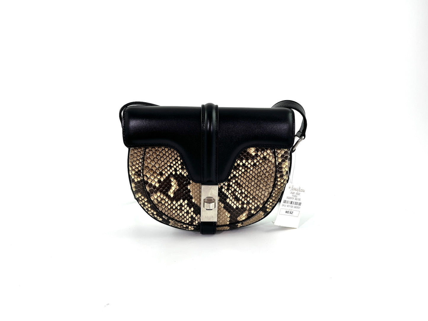 New CELINE Besace 16 Small Smooth Calfskin Snakeskin Crossbody Bag