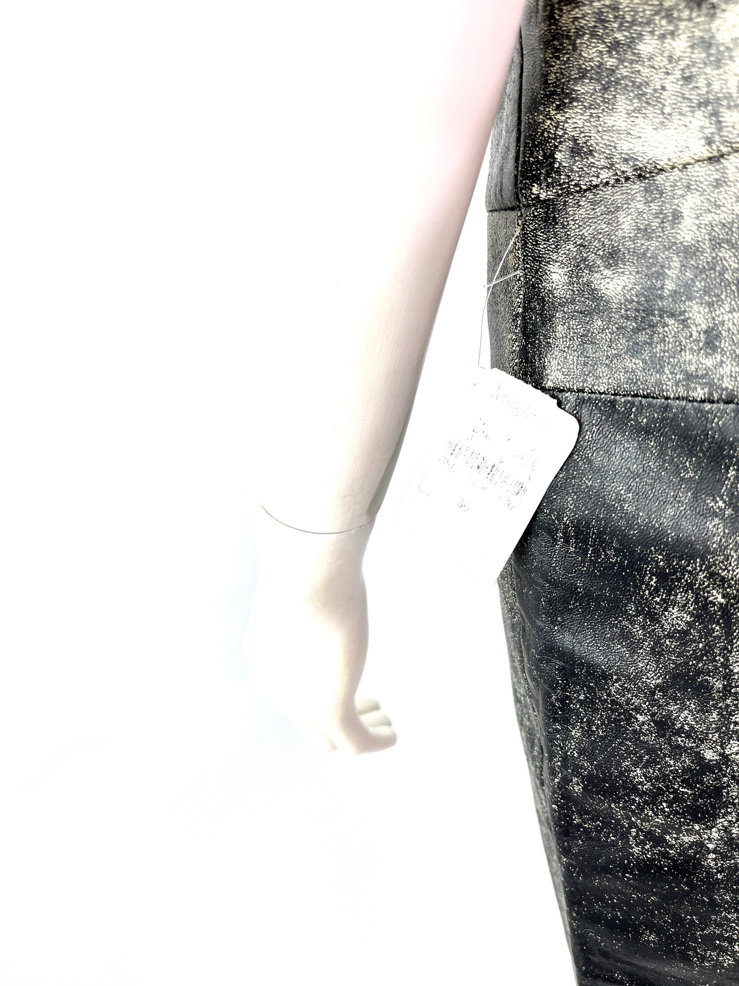 CHANEL Black Beige Leather Straight Leg Pants 36 4