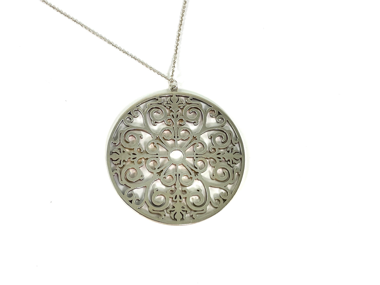 Tiffany & Co Sterling Silver Round Enchant Pendant Necklace