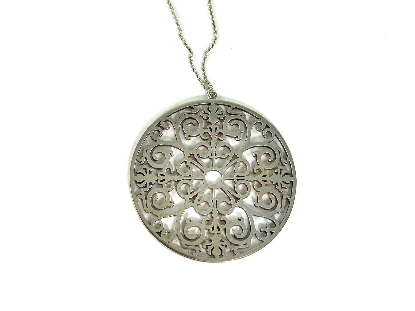 Tiffany & Co Sterling Silver Round Enchant Pendant Necklace